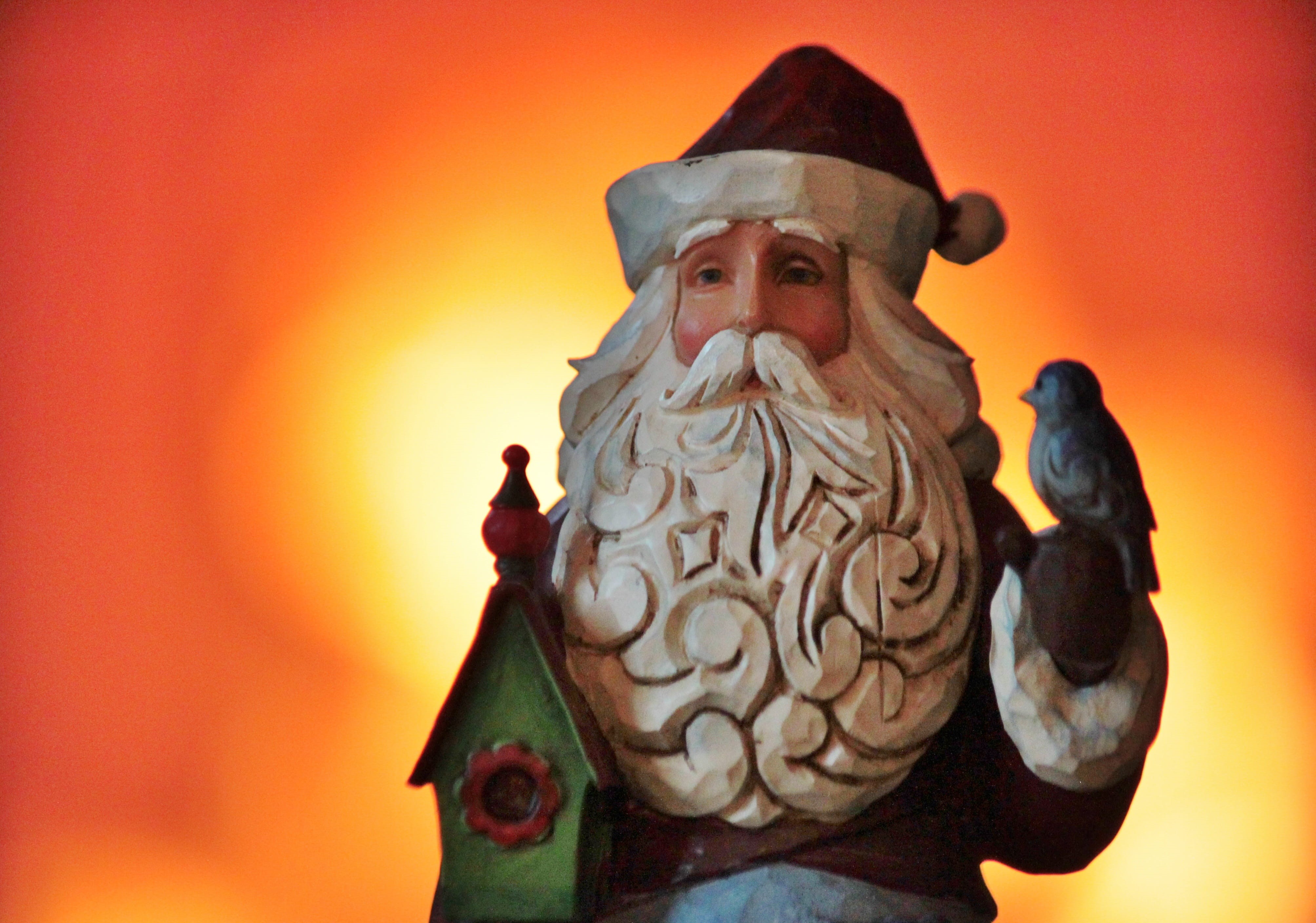 male likeness, 4K, hat, claus, creativity, human representation, sculpture, clothing, art and craft, representation, christmas, figurine, celebration, HD Wallpaper