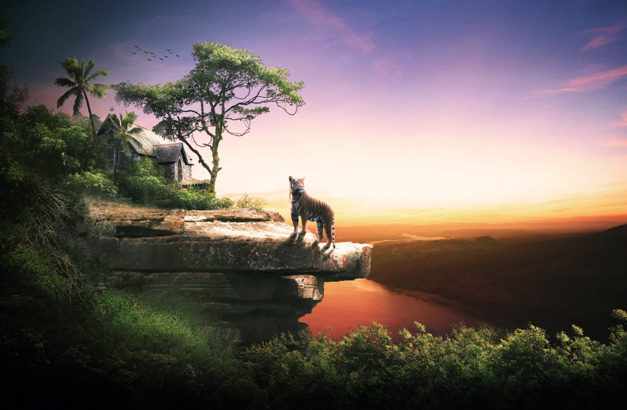 photomanipulation, Wild, roar, Aero, parimal, Tiger, creativity, beauty in nature, architecture, sculpture, brown, real people, statue, 1080P, nature, HD Wallpaper