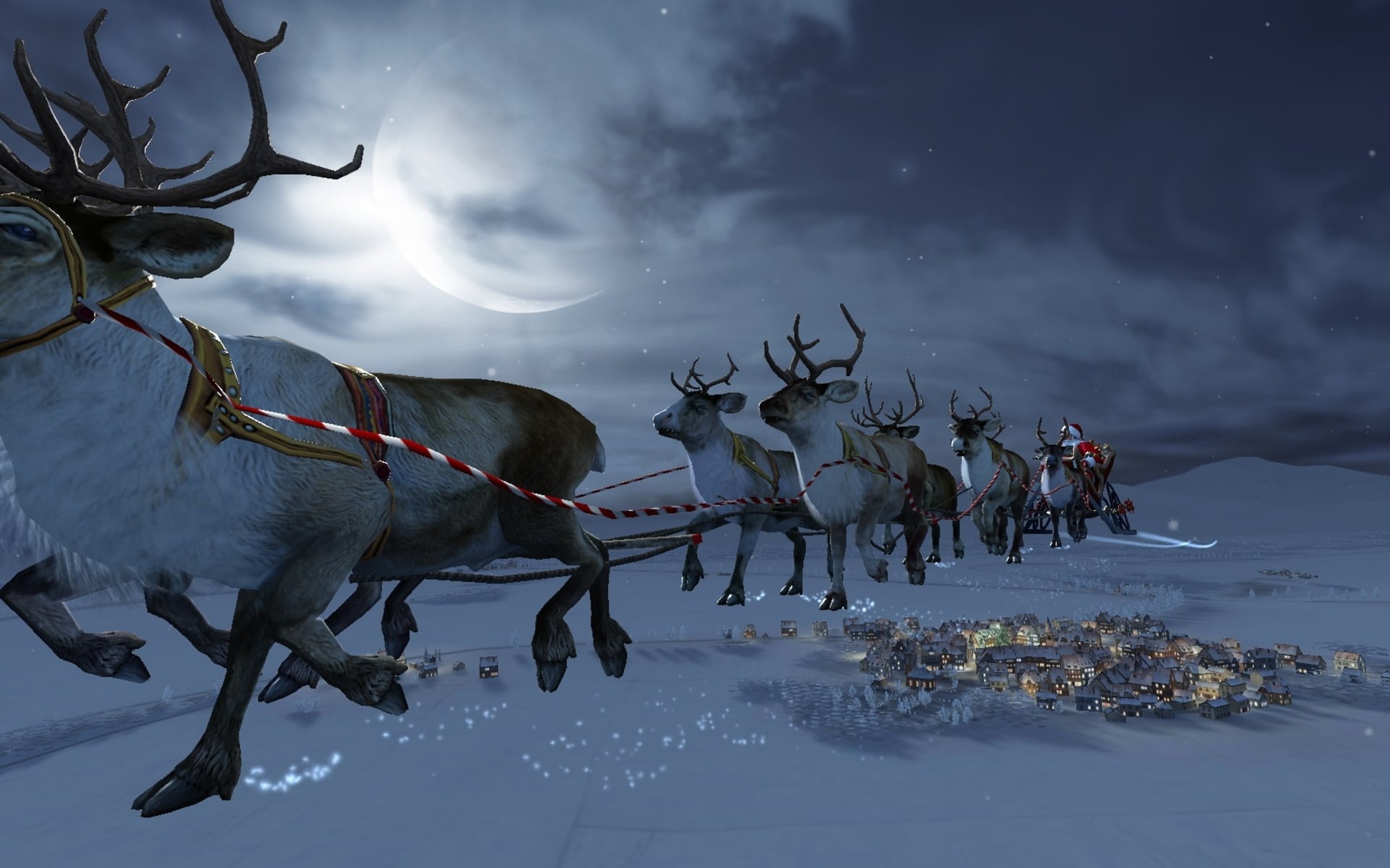 Reindeer, Holiday, Santa, Christmas, 1080P, HD Wallpaper