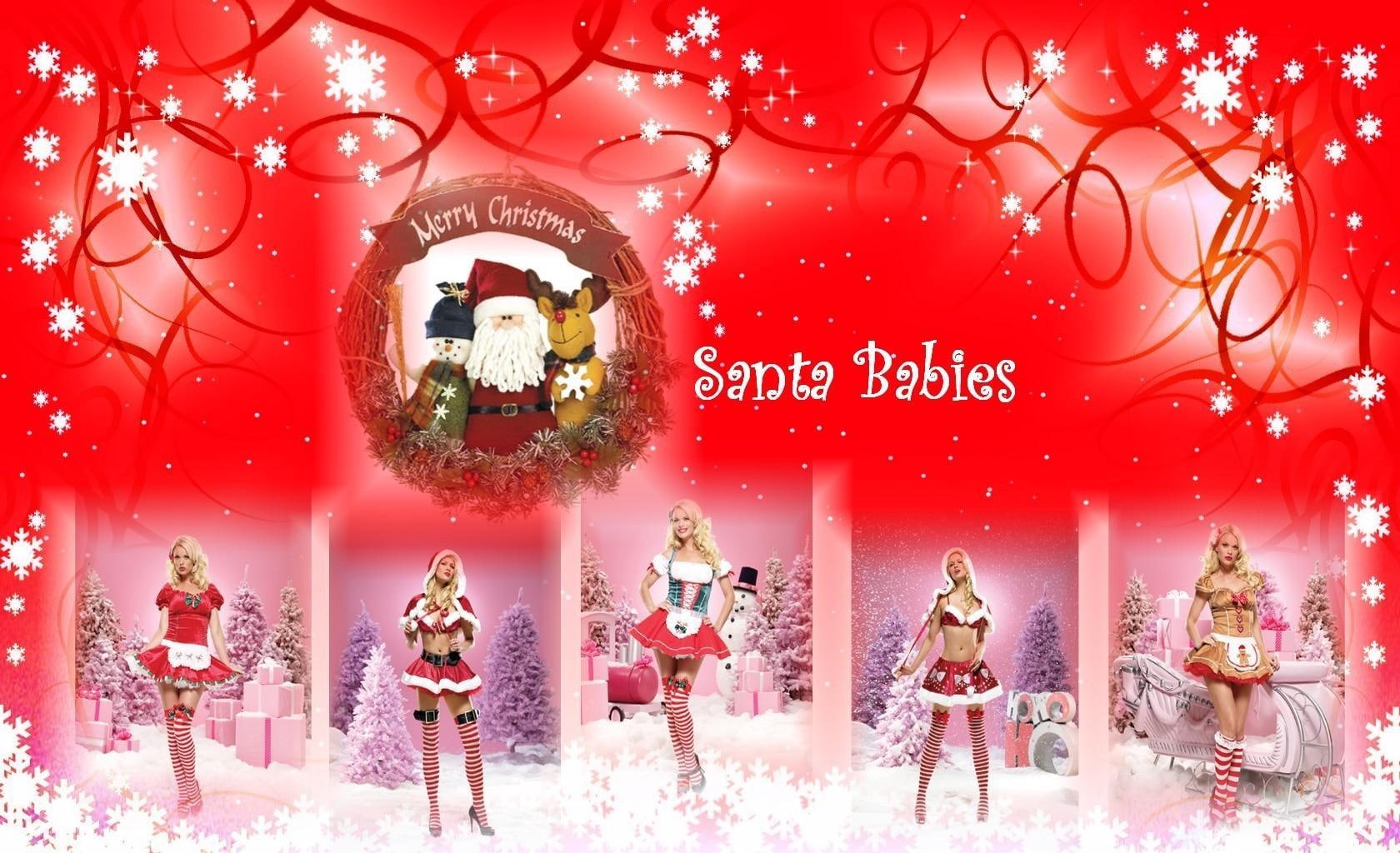 claus, 720P, girls, inscription, snowflakes, christmas, santa, presents, santa claus, HD Wallpaper