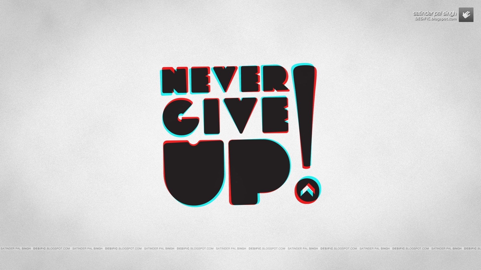 wall - building feature, never give up typography anaglyph 3d motivational, close-up, directional sign, text, copy space, information sign, white color, HD Wallpaper