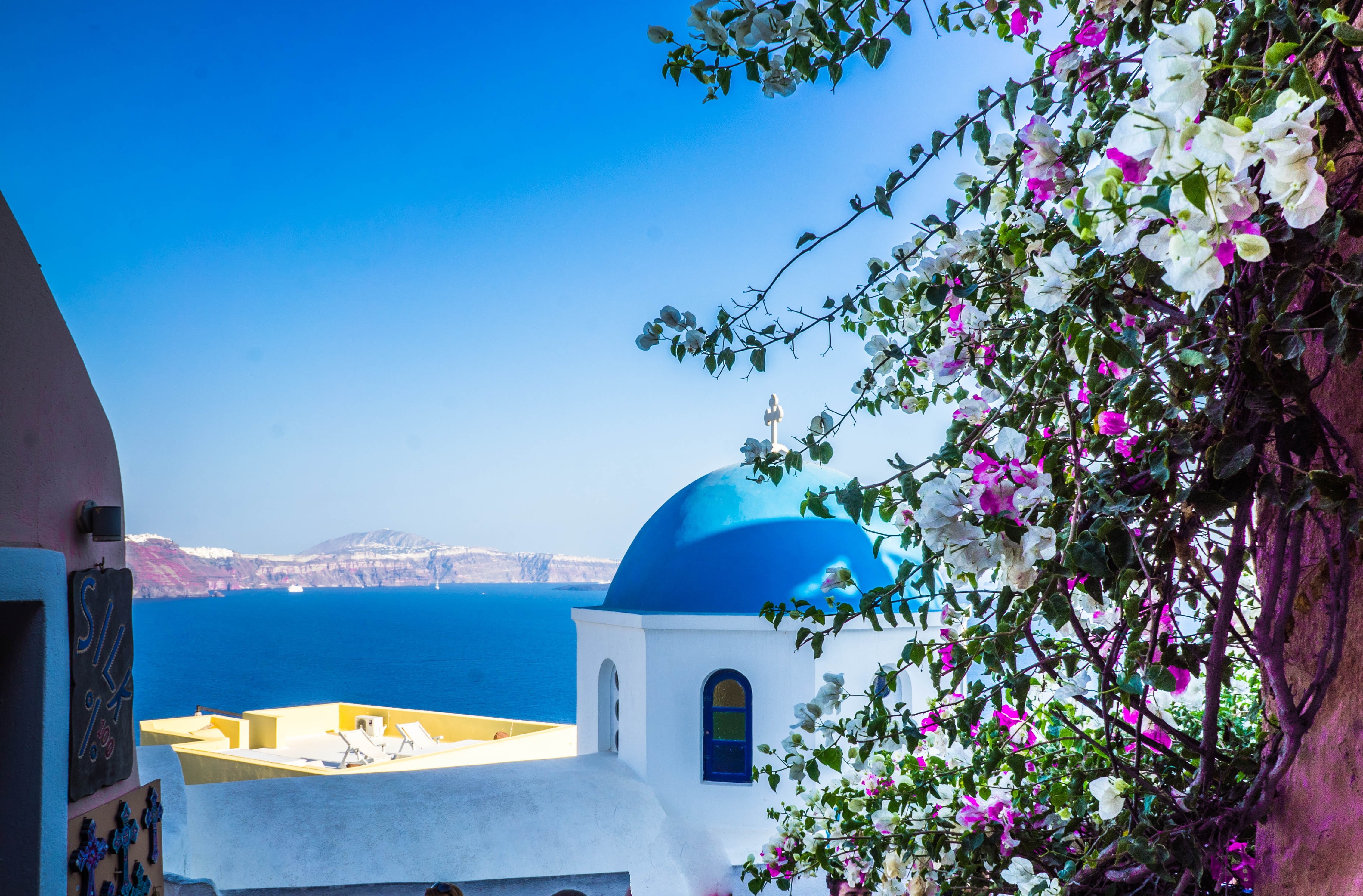 mediterranean, travel, aegean, mediterranean Sea, no people, traditional, vacations, flowering plant, beauty in nature, place of worship, church, flower, HD Wallpaper