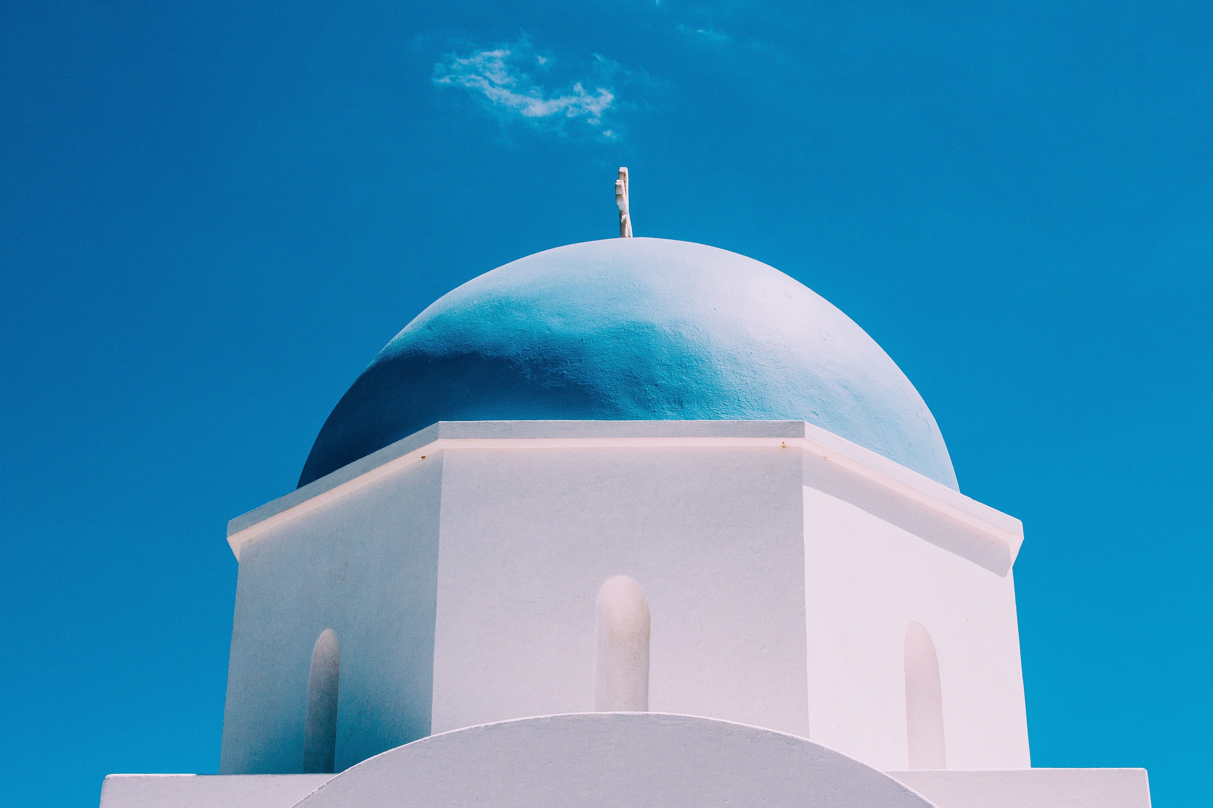 building Exterior, place of worship, sky, tower, building, aegean Sea, built Structure, santorini, nature, 4K, no people, travel destinations, spirituality, HD Wallpaper