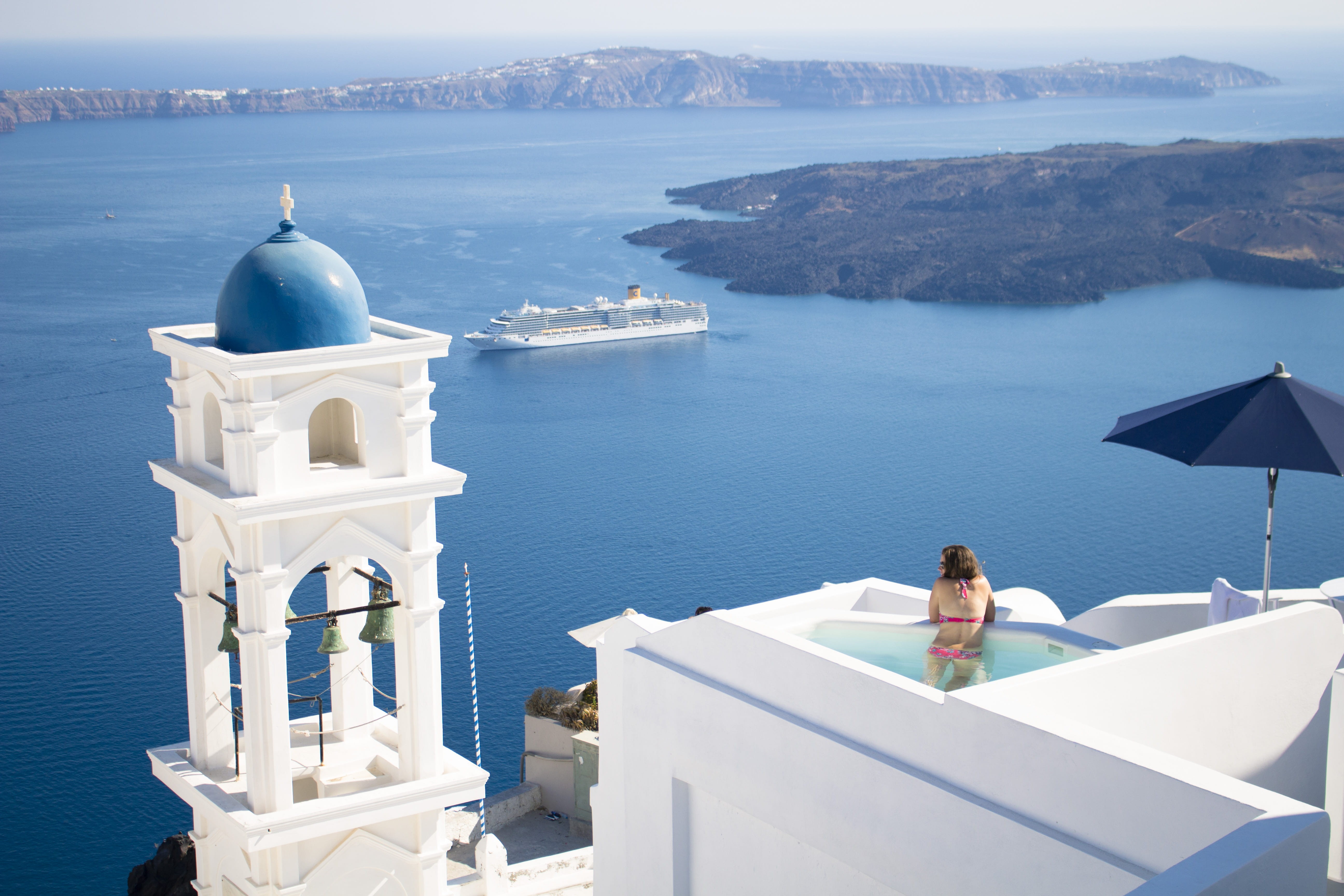 idyllic, sky, travel, day, aegean Sea, belief, mountain, body, scenics - nature, spirituality, white color, building exterior, architecture, religion, summer, HD Wallpaper