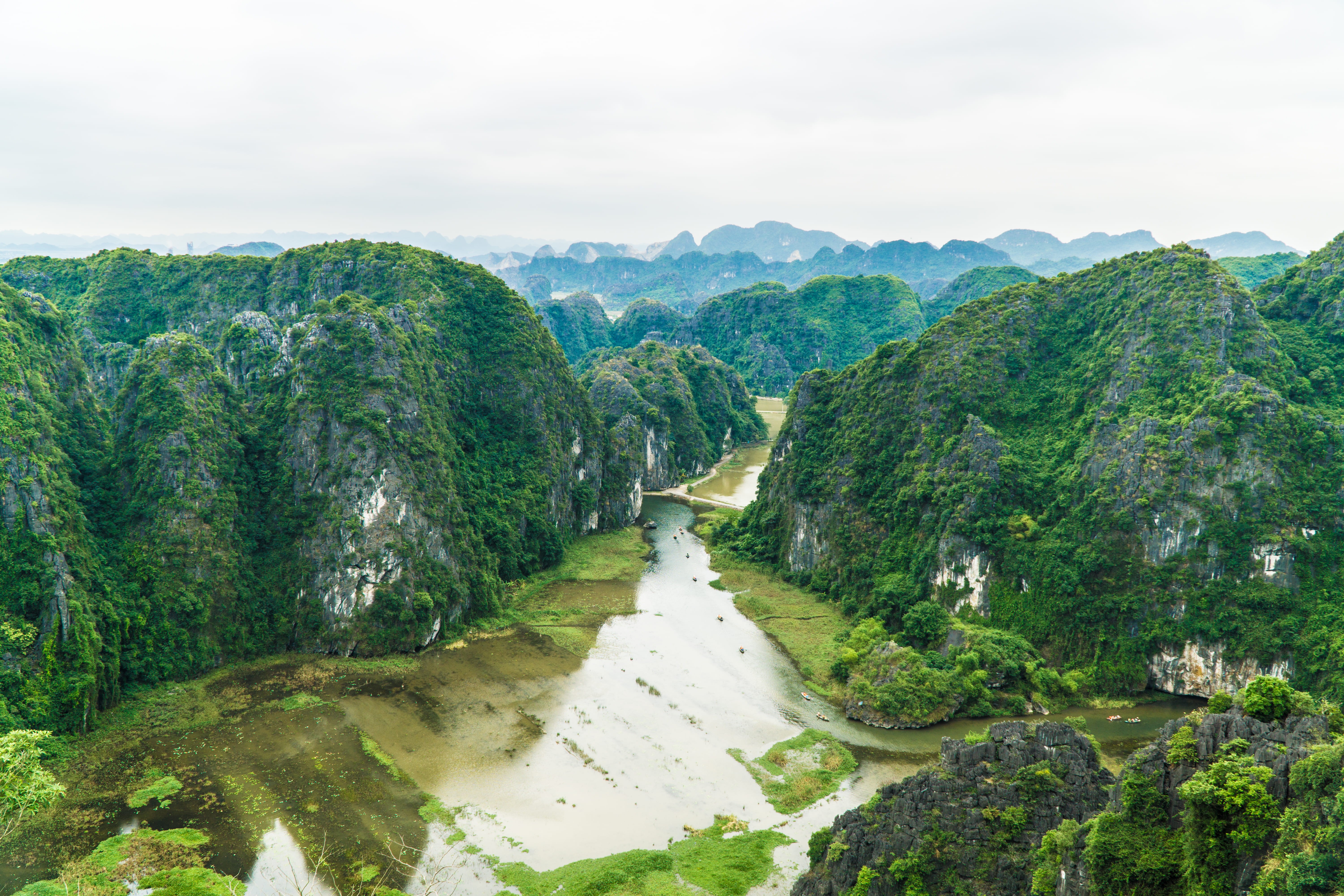 mountain, day, no people, beauty in nature, green, adventure, tranquility, travel, tam coc ninh binh, tranquil scene, nature, vietnam, plant, landscape, HD Wallpaper