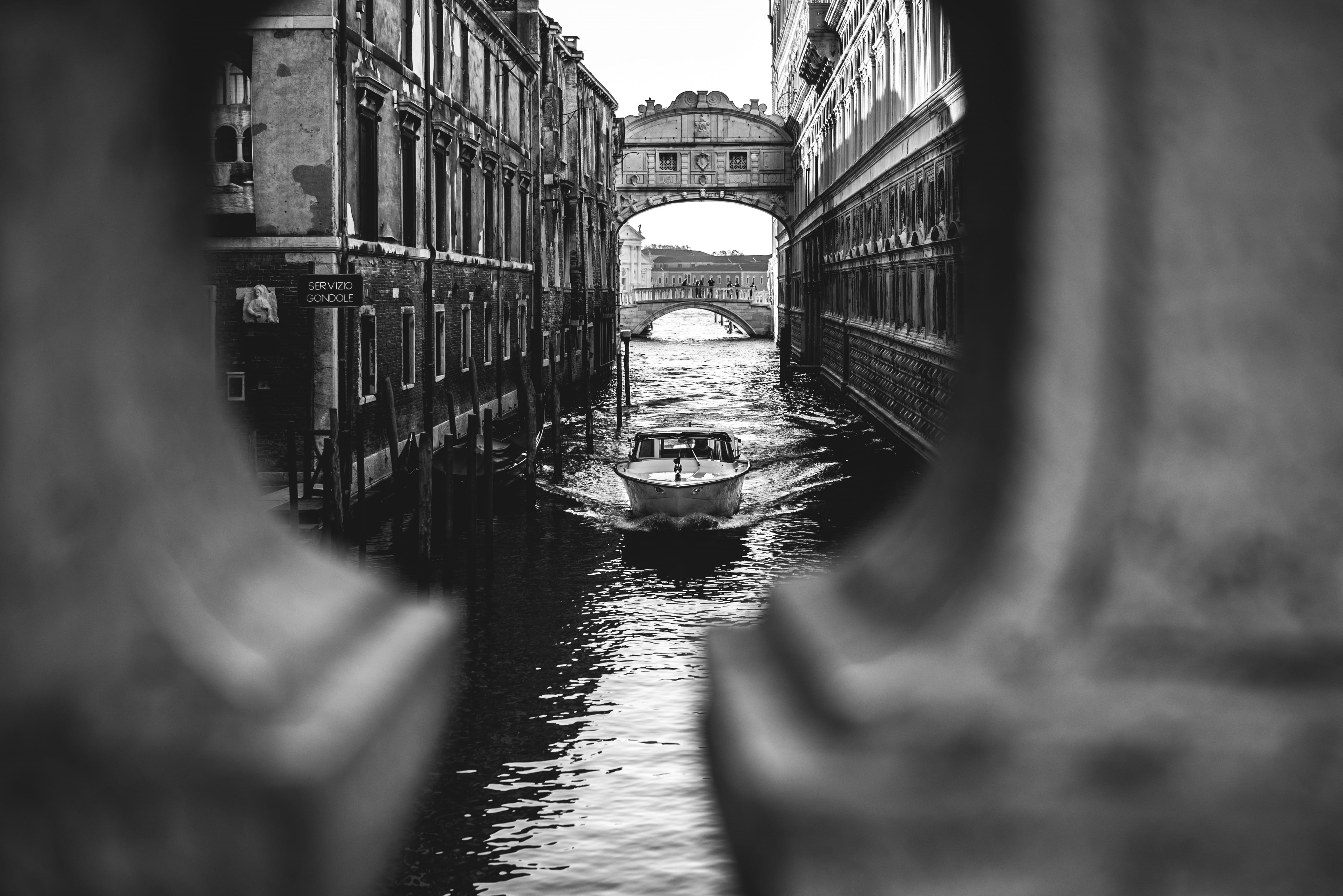 day, outdoors, city, bridge, canal, black white recording, lagoon, mode of transportation, building, water, homes, diminishing perspective, facade, old town, HD Wallpaper