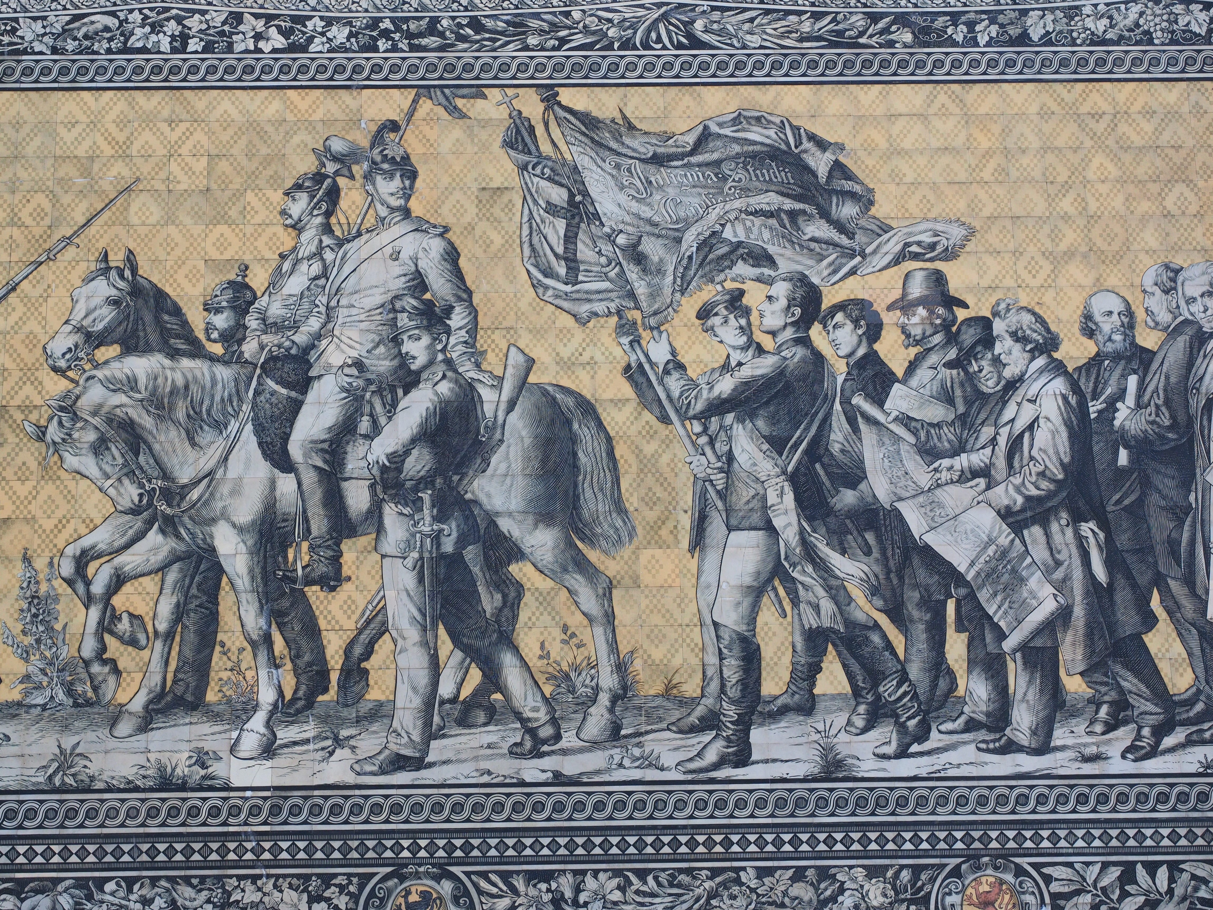 city, princes, 4K, tepestry, wall - building feature, tiles, augustus road, image, mural, stallhof, mammal, military, travel destinations, fahnenzug, world record, HD Wallpaper