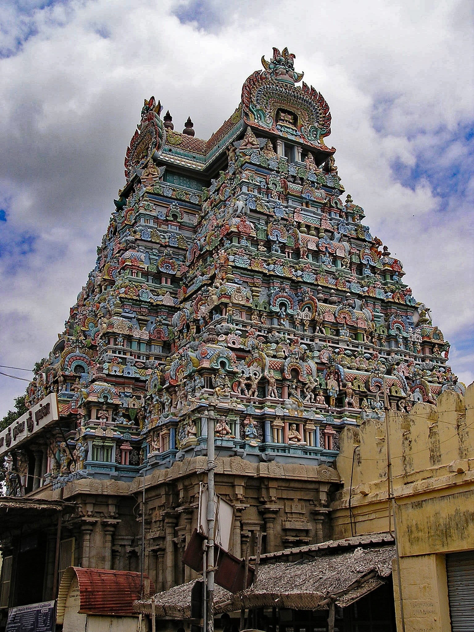 cloud - sky, spirituality, cultures, built structure, famous Place, srirangam, 1080P, asia, india, temple, buddhism, the past, place of worship, building, Phone HD Wallpaper
