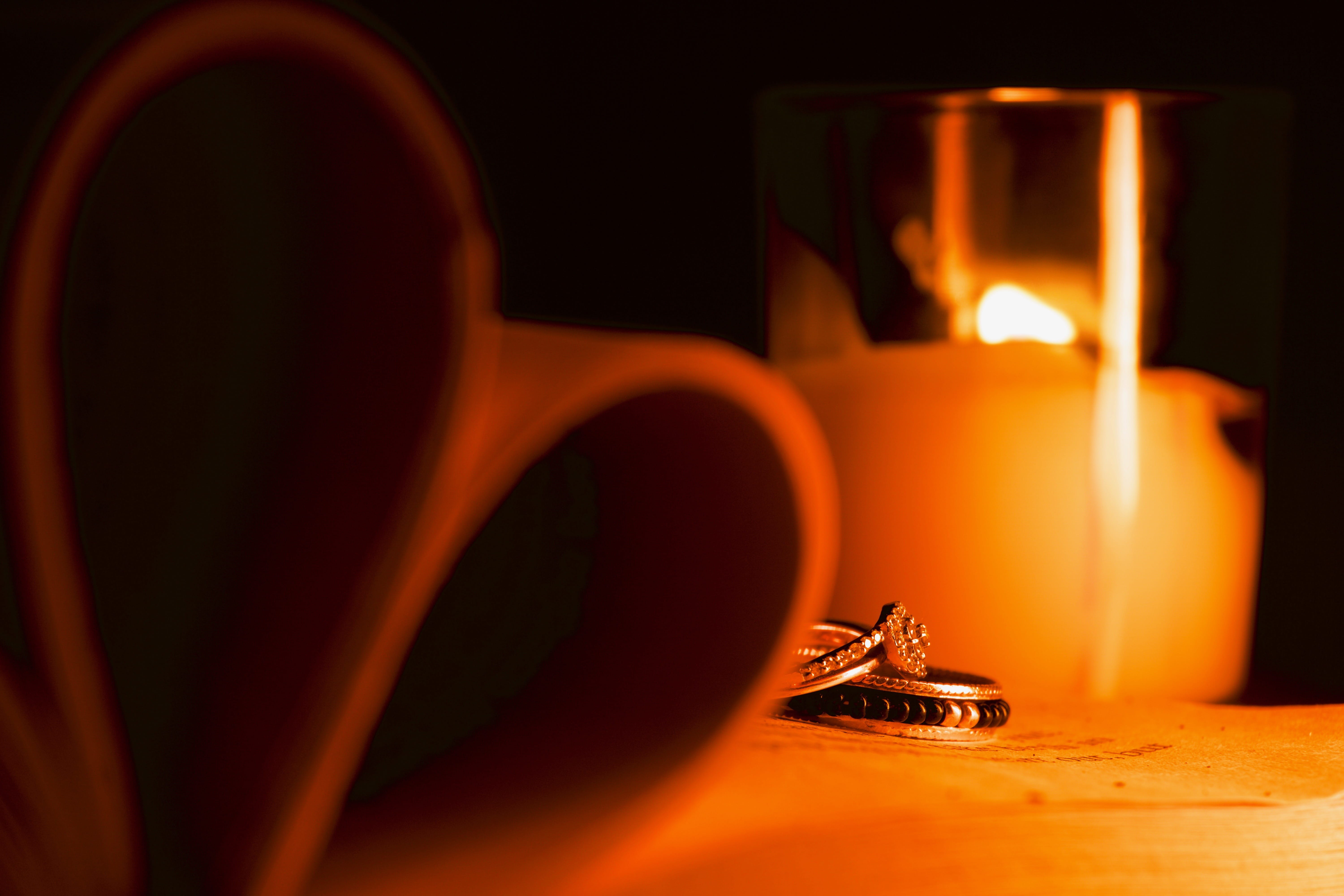 love, refreshment, close-up, orange color, diamond, burning, glass, fire - natural phenomenon, 5K, wedding, gemstone, fire, heat - temperature, studio shot, HD Wallpaper