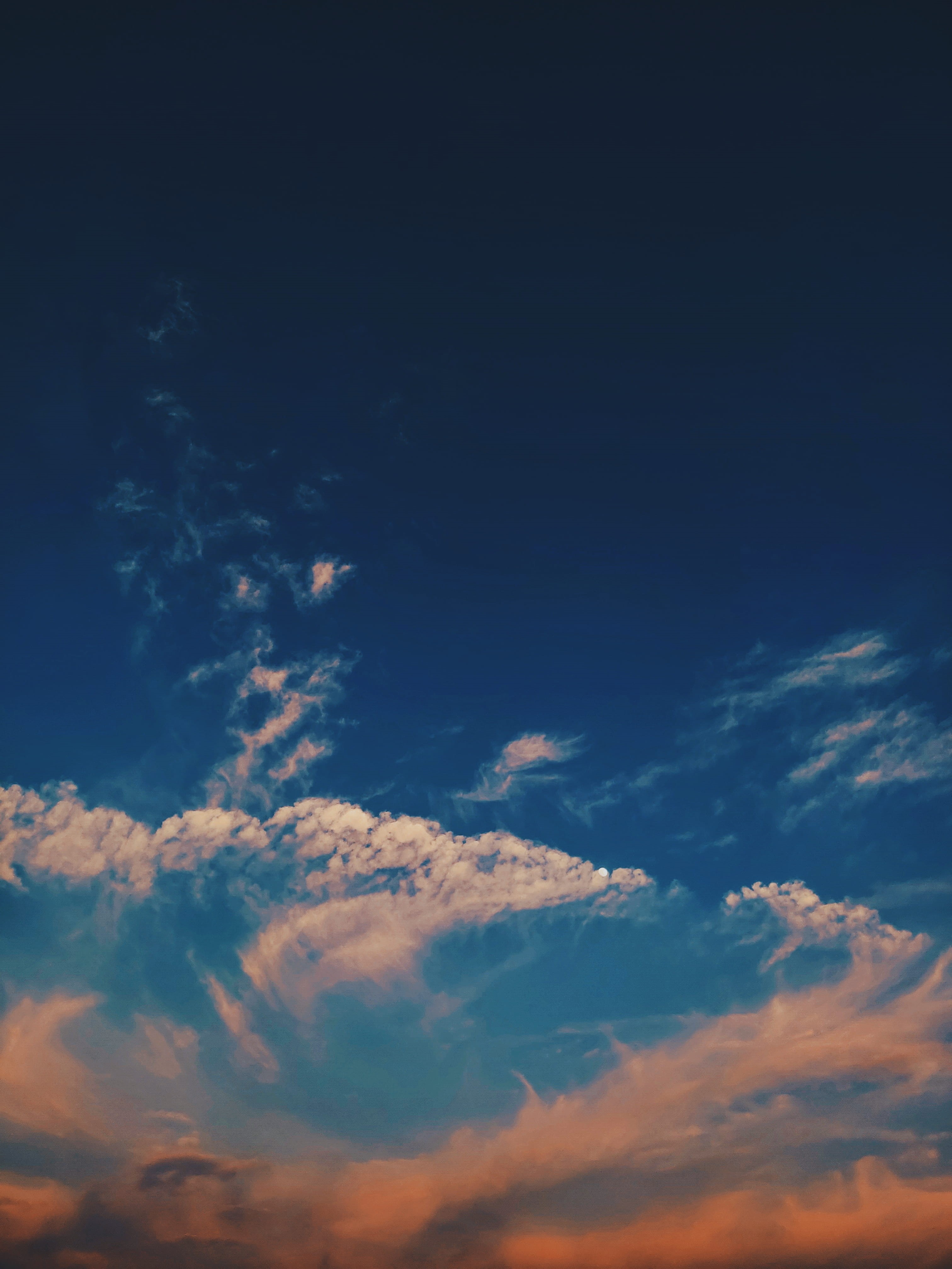 4K, idyllic, outdoors, heaven, day, tranquil scene, sunset, no people, cloudscape, full frame, nature, backgrounds, 6th cross road, blue, india, cloud - sky, Phone HD Wallpaper