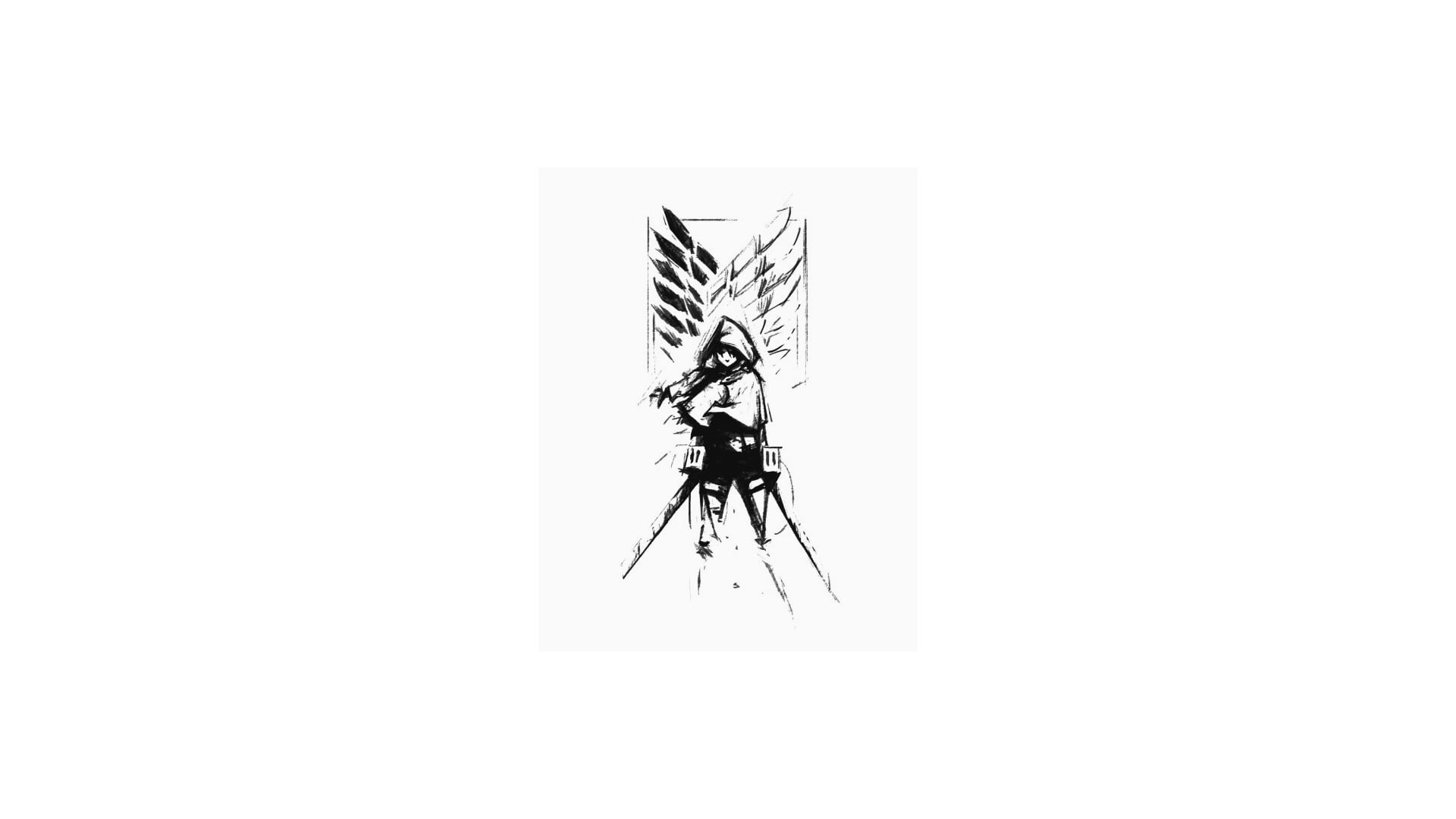 manga sketch, hoods, white, Levi Ackerman, feathers, Shingeki no Kyojin, 1080P, wings, HD Wallpaper
