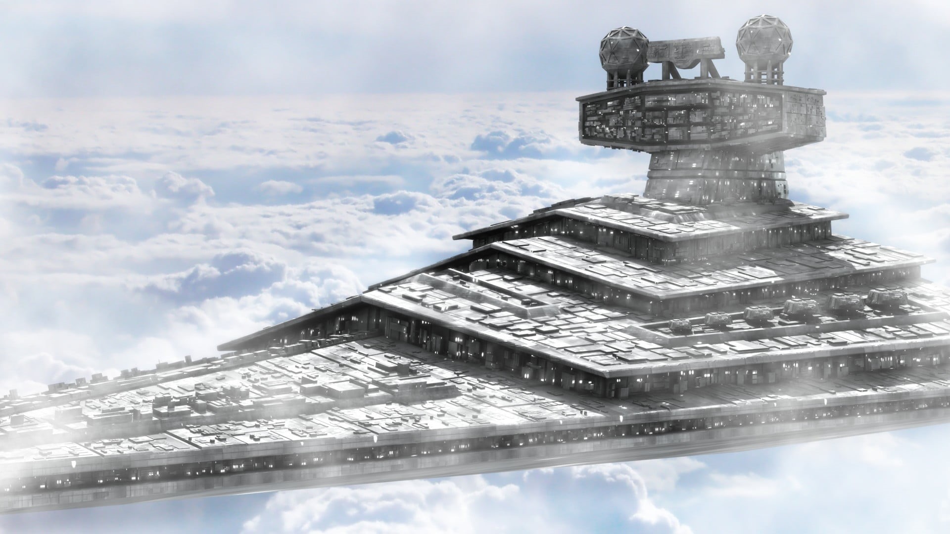 CGI, built structure, building exterior, travel destinations, frozen, snow, scenics - nature, outdoors, Star Wars, spaceship, illustration, low angle view, HD Wallpaper