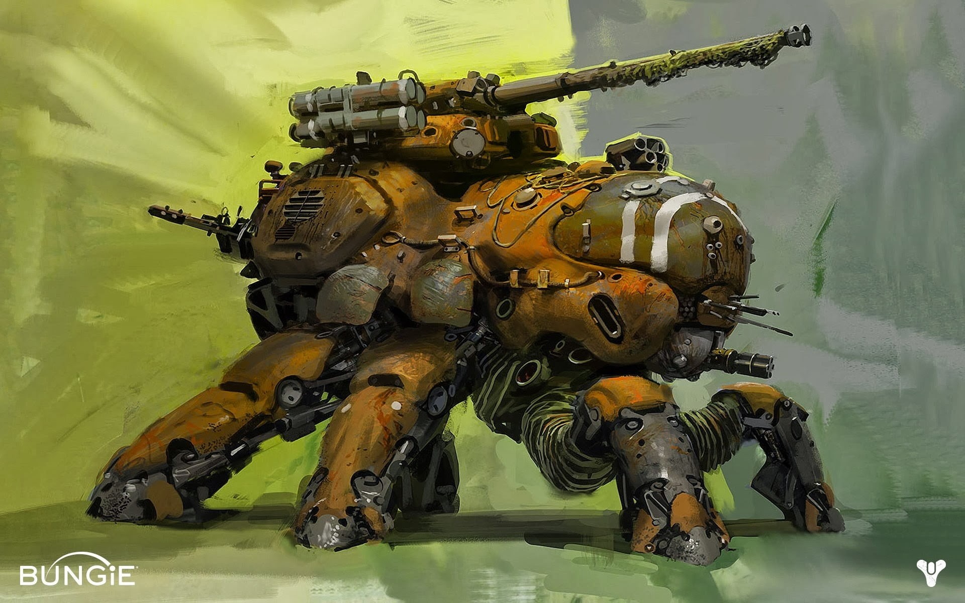 illustration, fighting, day, weapon, mech, video games, military, no people, 1080P, transportation, government, mode of transportation, tank, Destiny (video game), HD Wallpaper