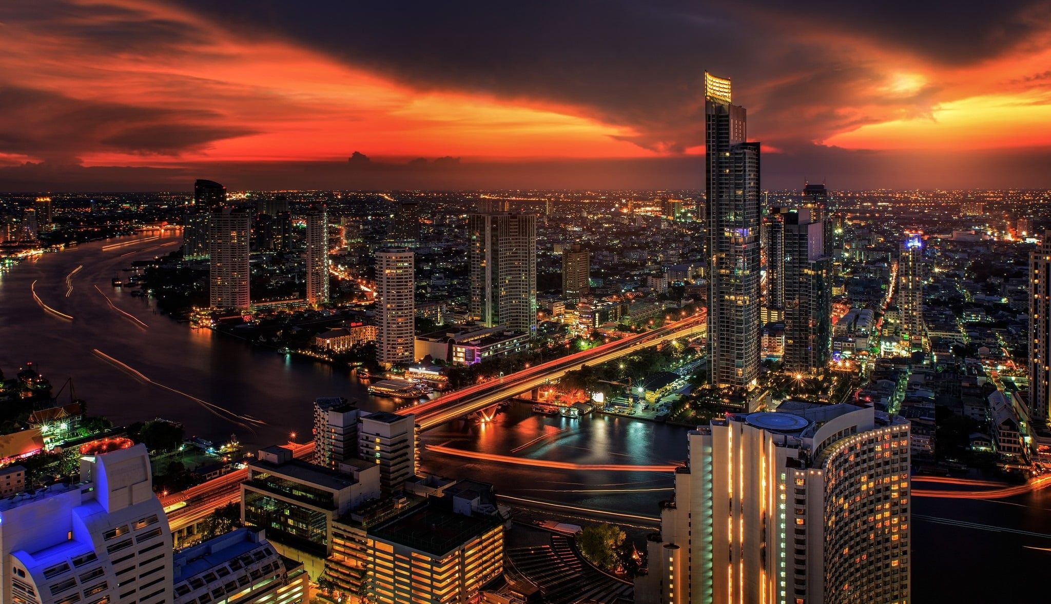 Bangkok, Thailand, 1080P, night, the city, HD Wallpaper