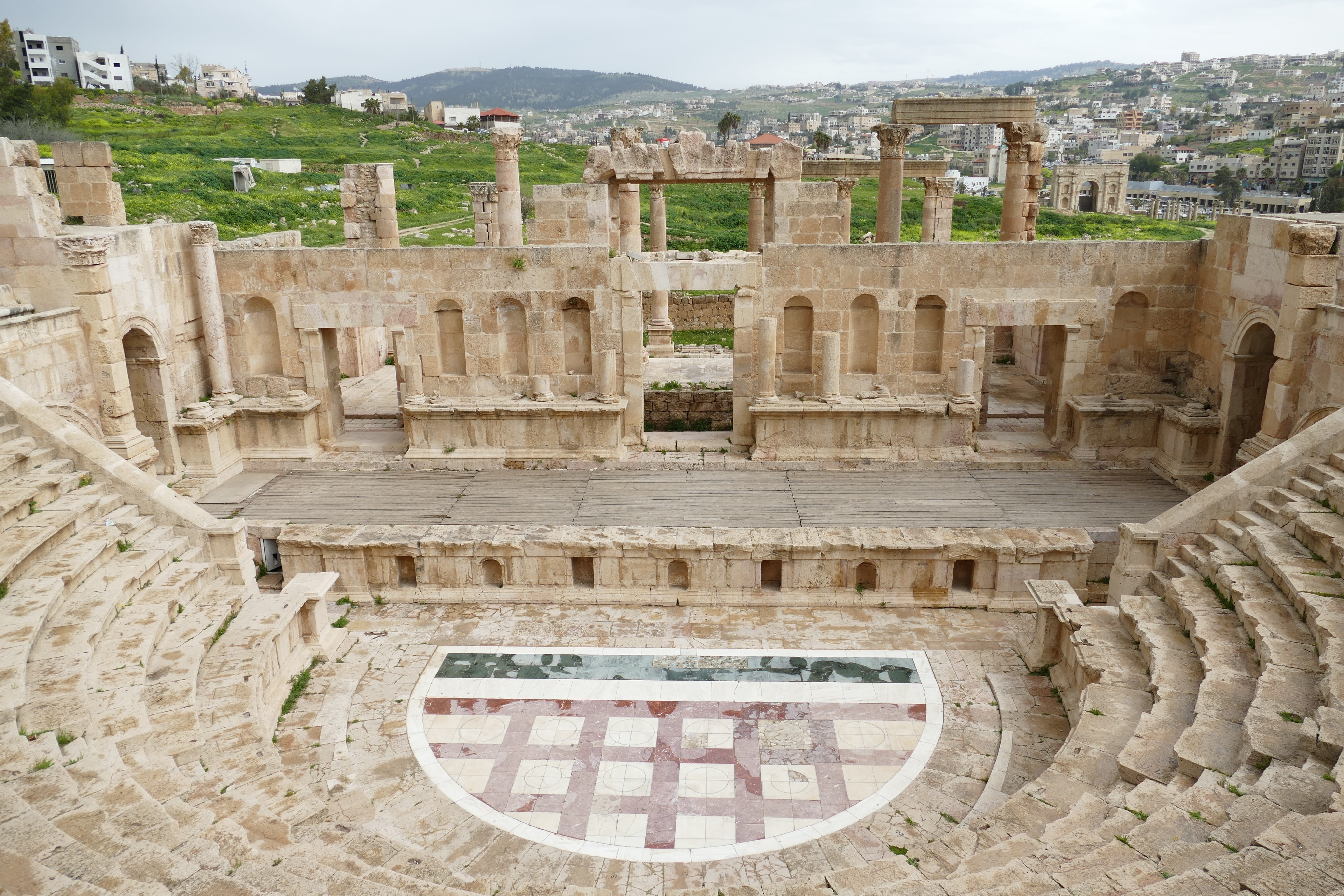 the past, no people, history, stage, outlook, built structure, outdoors, pillar, archaeology, day, tourism, 5K, high angle view, old ruin, city, antiquity, HD Wallpaper