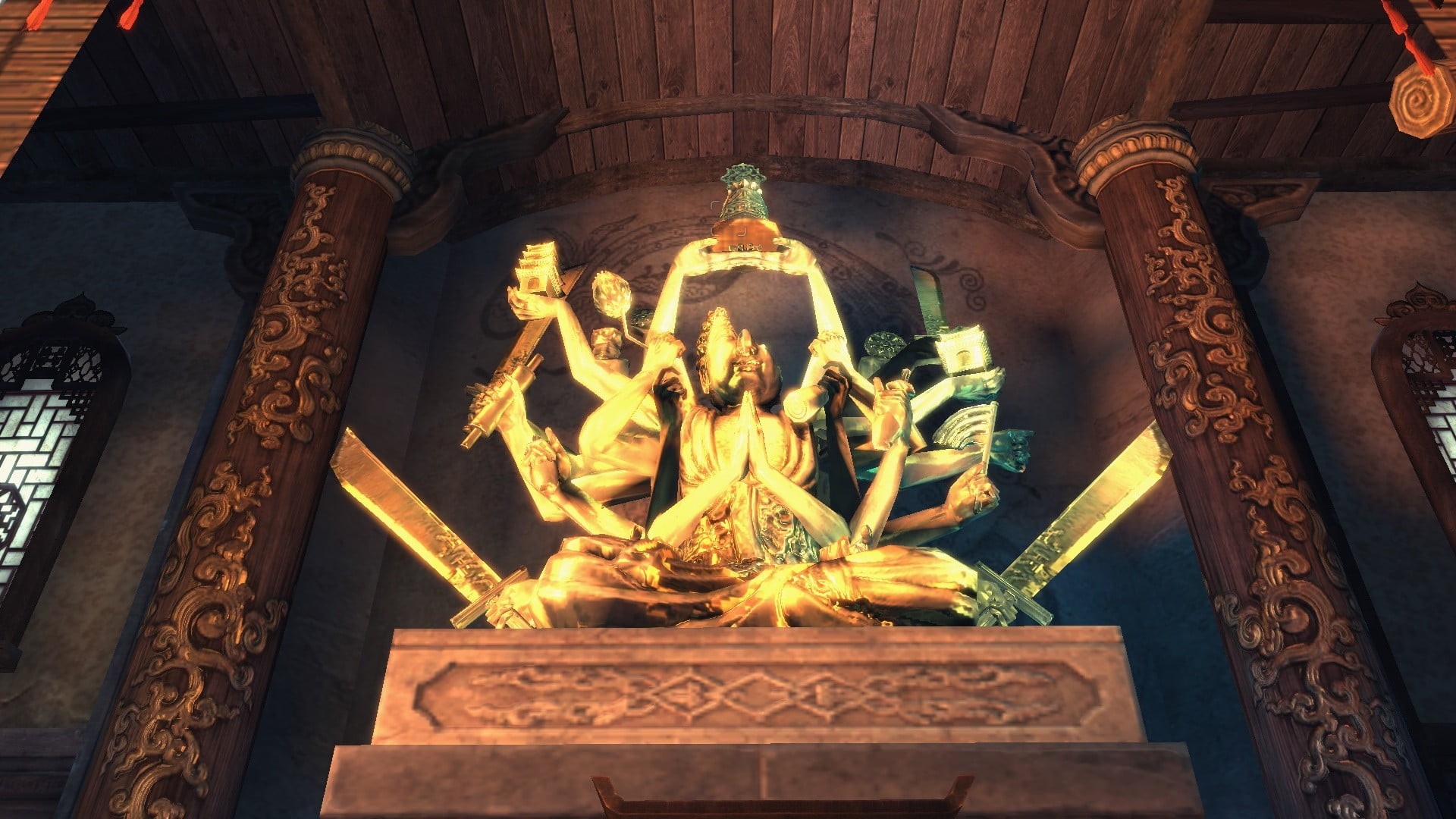 human representation, spirituality, colored, religion, ceiling, built structure, indoors, statue, brass, buddha, sculpture, low angle view, craft, building, HD Wallpaper