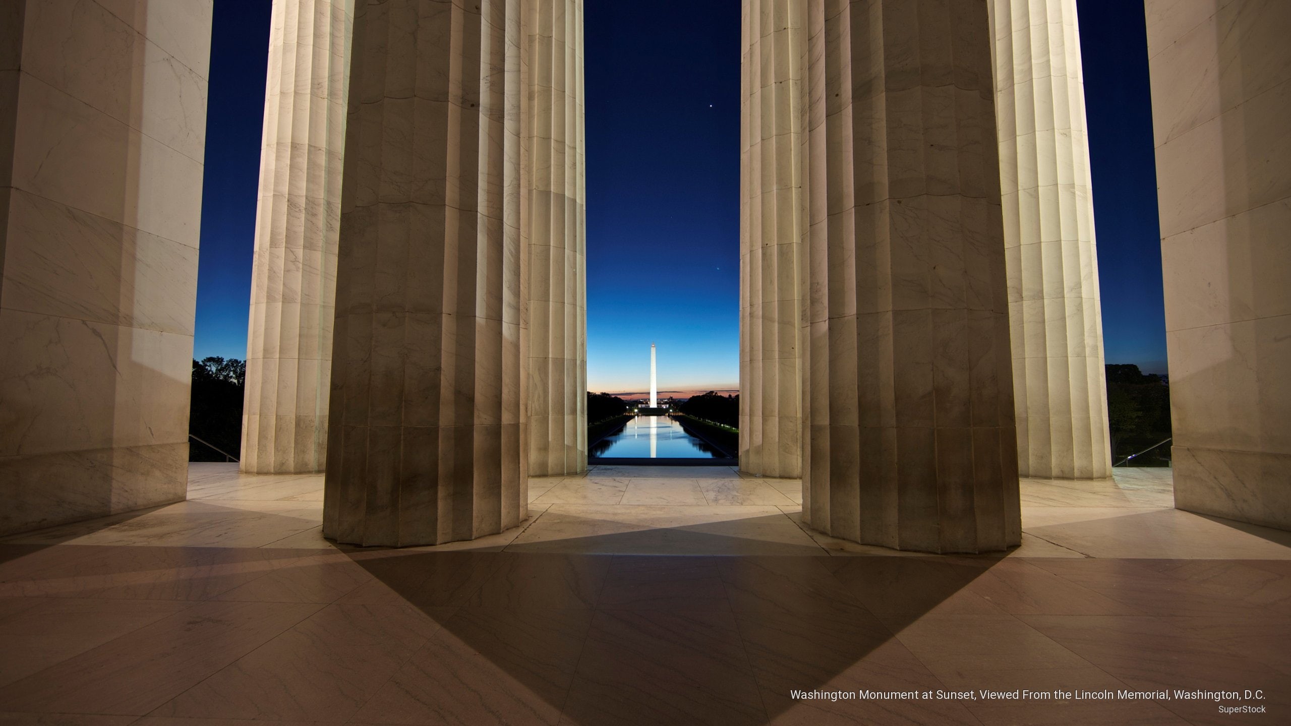 lincoln, washington, c, d, 2K, sunset, viewed, memorial, Landmarks, monument, HD Wallpaper