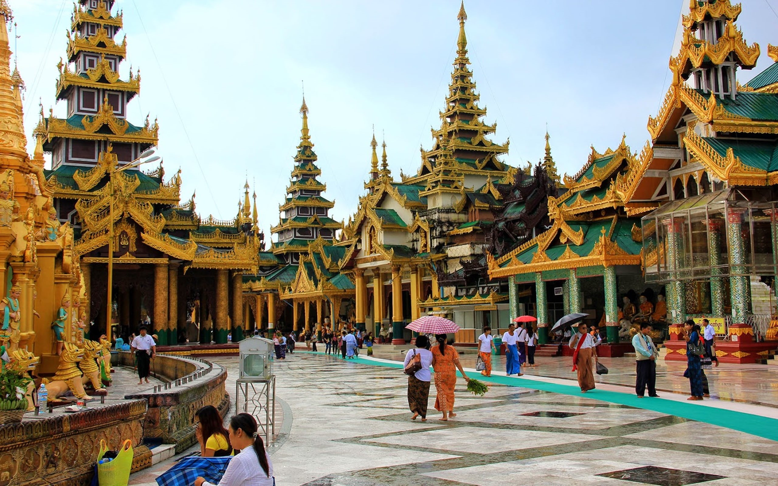pagoda, shwedagon, fieles, rezando, 2K, HD Wallpaper