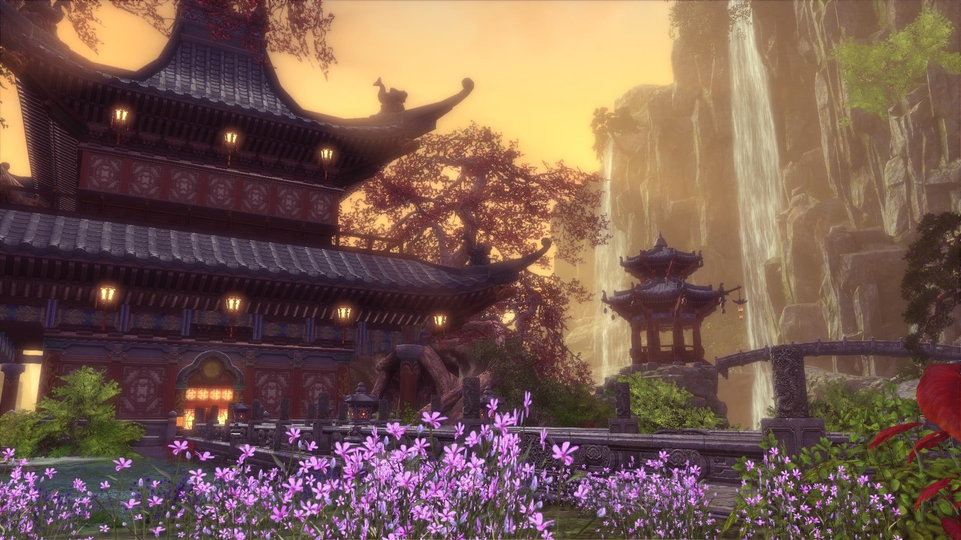 no people, pagoda, ornate, poster, built structure, plant, photo, nature, travel destinations, architecture, 1080P, building, PC gaming, flower, sculpture, HD Wallpaper