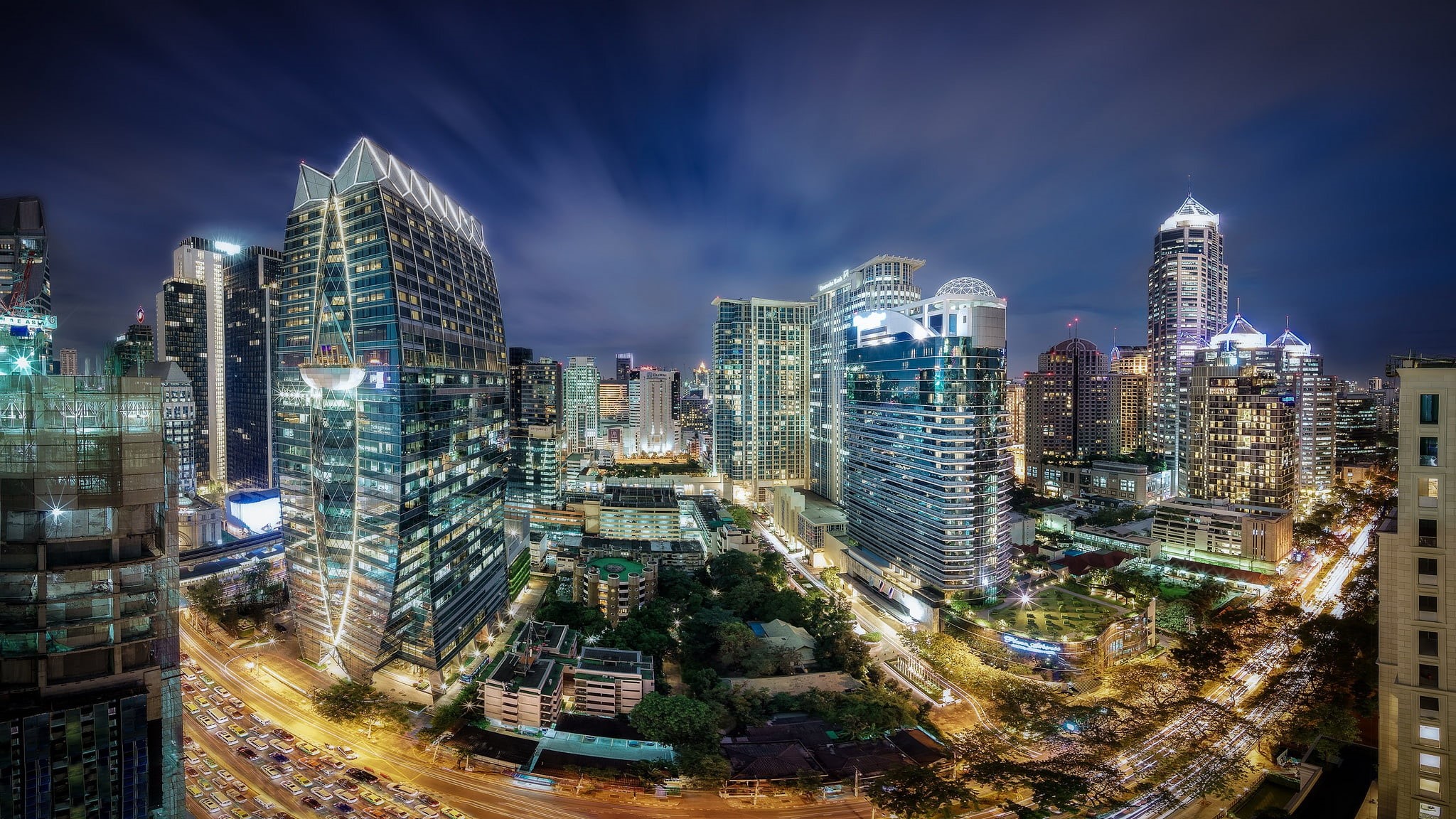 night, lights, Thailand, Bangkok, 1080P, the city, HD Wallpaper
