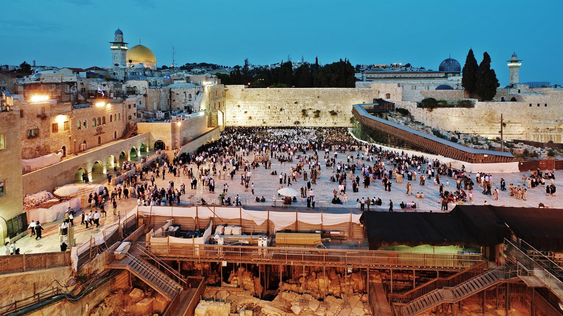 ancient, nature and landscapes, wall, 1080P, jerusalem, waling, croud, city, HD Wallpaper