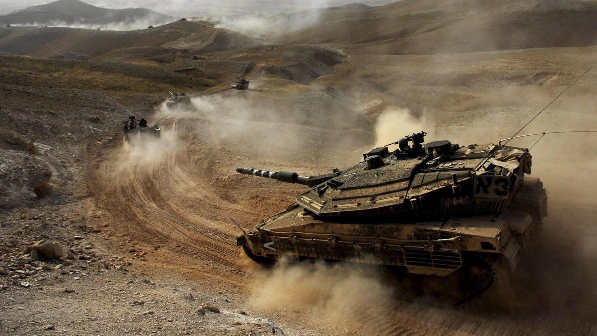 tanks, idf, sand, roads, israel, merkava, dust, 1080P, HD Wallpaper