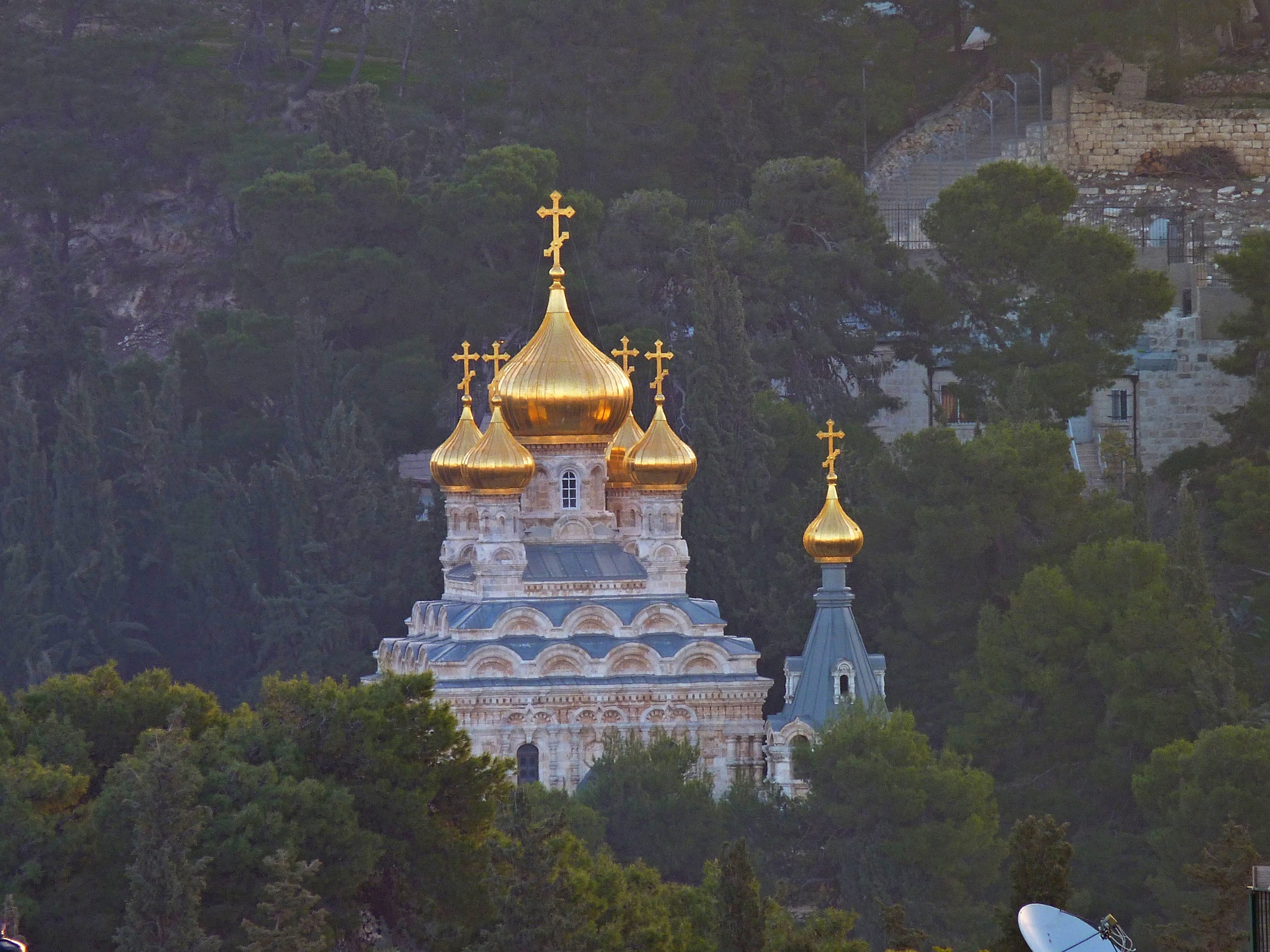 the past, temple, trees, gold colored, built structure, st mary magdalene, gold, building, the mount of olives, no people, orthodox church, travel destinations, HD Wallpaper