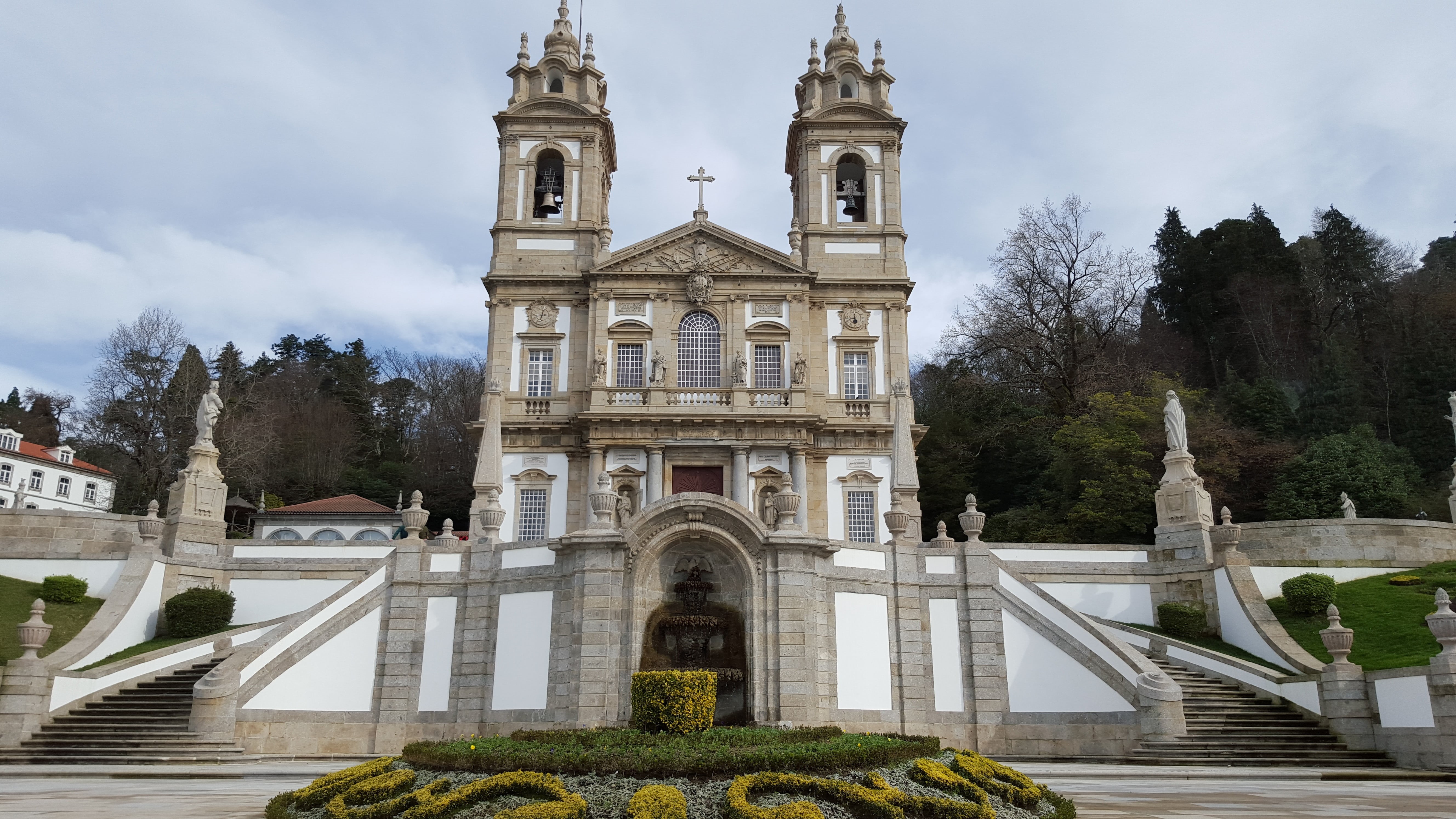 travel destinations, no people, building exterior, spire, spirituality, day, low angle view, tree, bom jesus, sky, the past, architecture, nature, sanctuary, HD Wallpaper