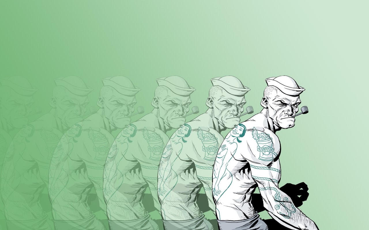 720P, hd, tattoos, pipe, popeye, cartoon/comic, green, HD Wallpaper