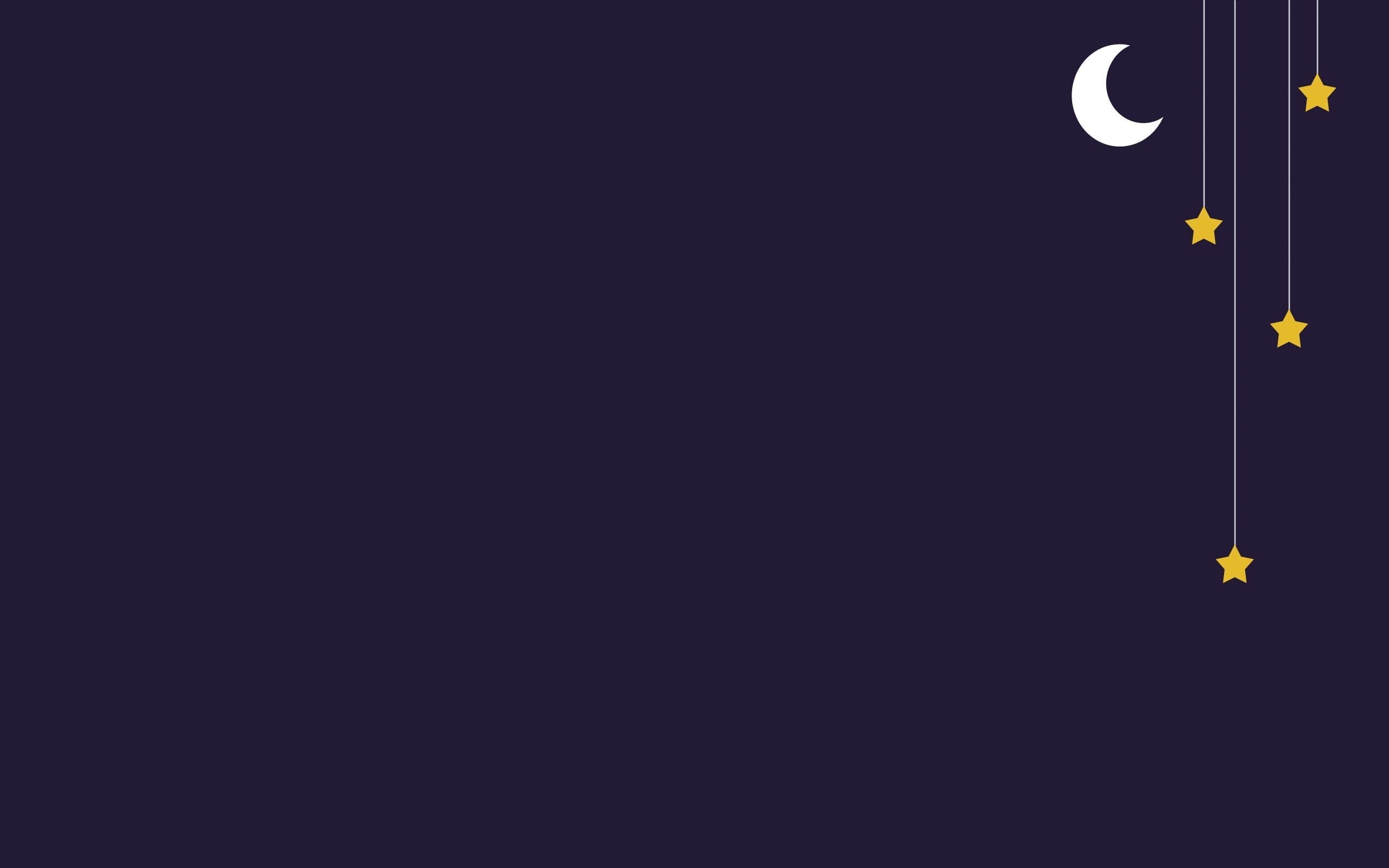 digital art, art, digital, simple, 2K, moon, purple, stars, HD Wallpaper