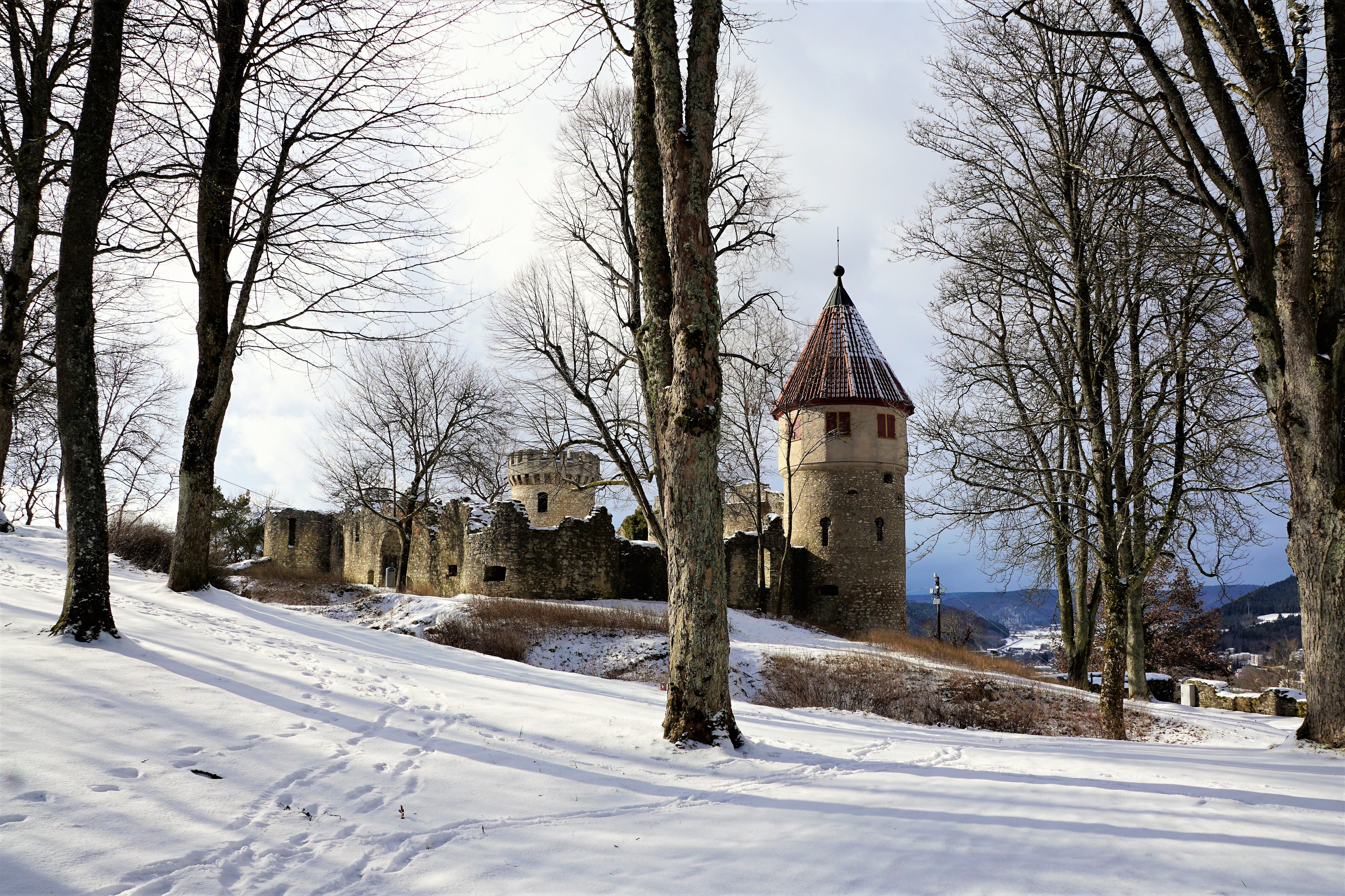 fun, autumn, winter, culture, holidays, castle, walk, luxury, weather, cold, sky, place of worship, spirituality, cold temperature, child, hike, art, frost, HD Wallpaper