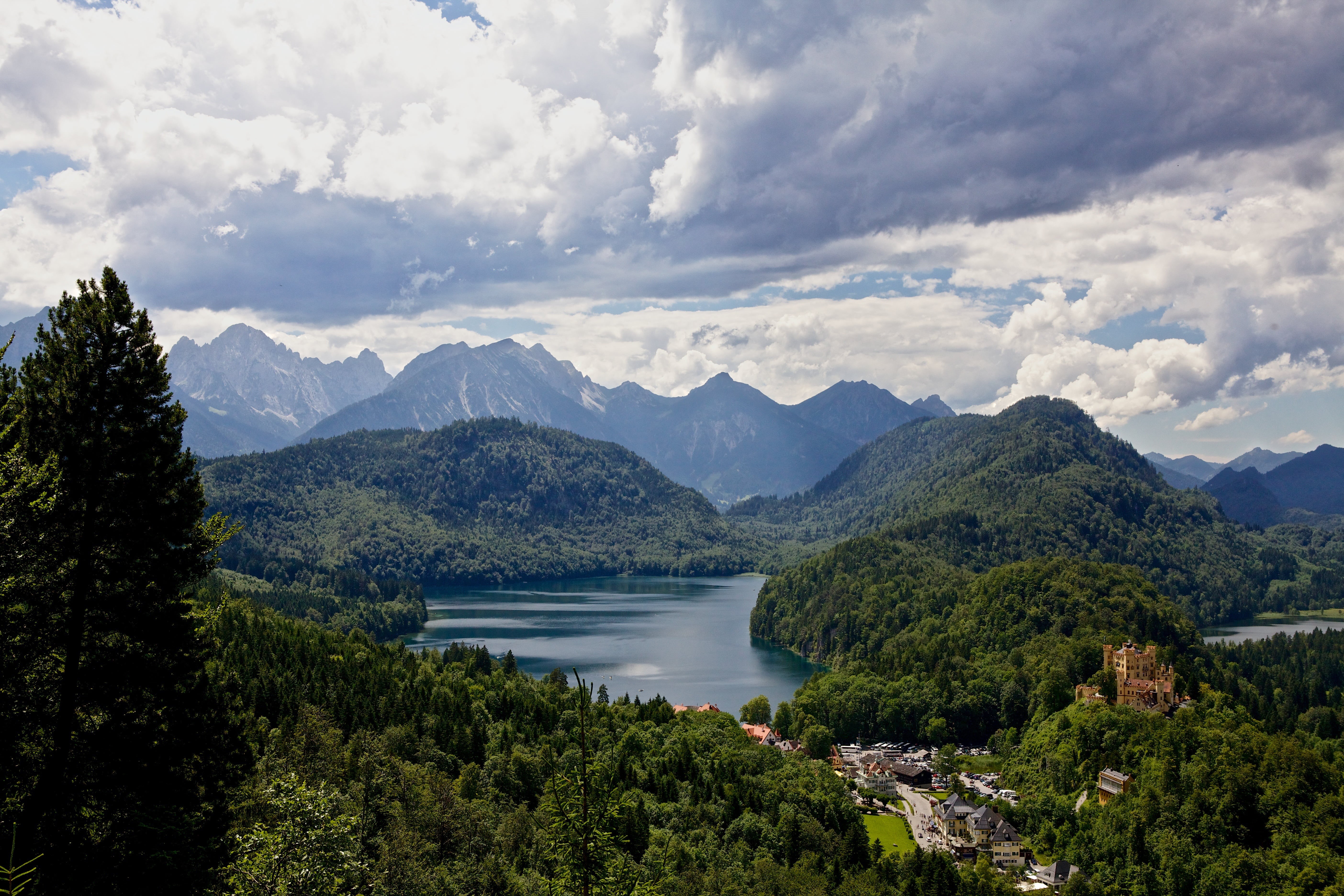 tranquil scene, cloud - sky, idyllic, germany, landscape, fantasy, alps, nature, scenics - nature, tree, skies, 5K, mountain, plant, sky, cloudy, european, HD Wallpaper
