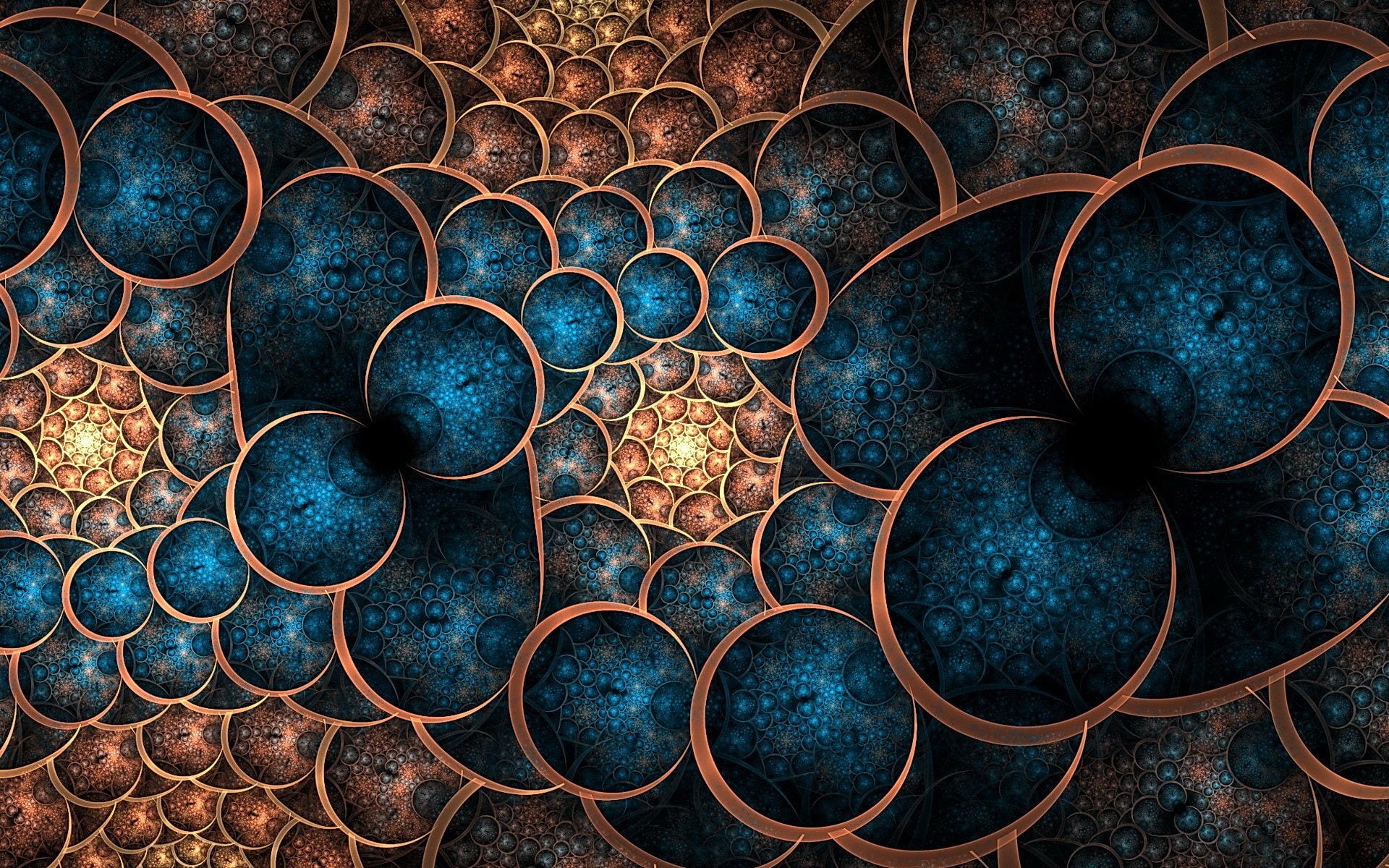 Bronze, Digital Art, Fractal, 1080P, Blue, Abstract, HD Wallpaper