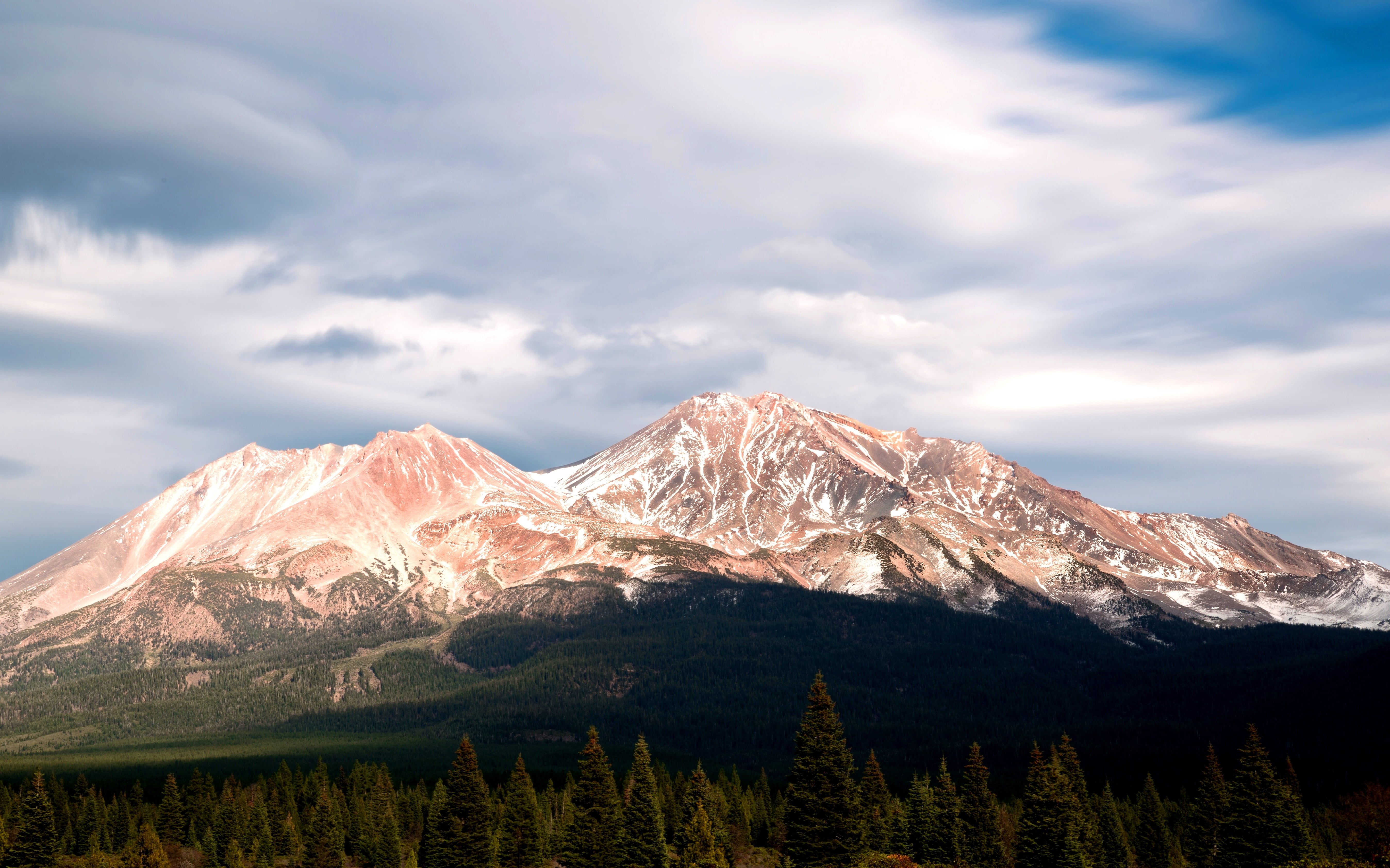 tranquility, stratovolcano, plant, nature, sky, formation, cloud - sky, non-urban scene, no people, environment, tranquil scene, cold temperature, mountain range, HD Wallpaper