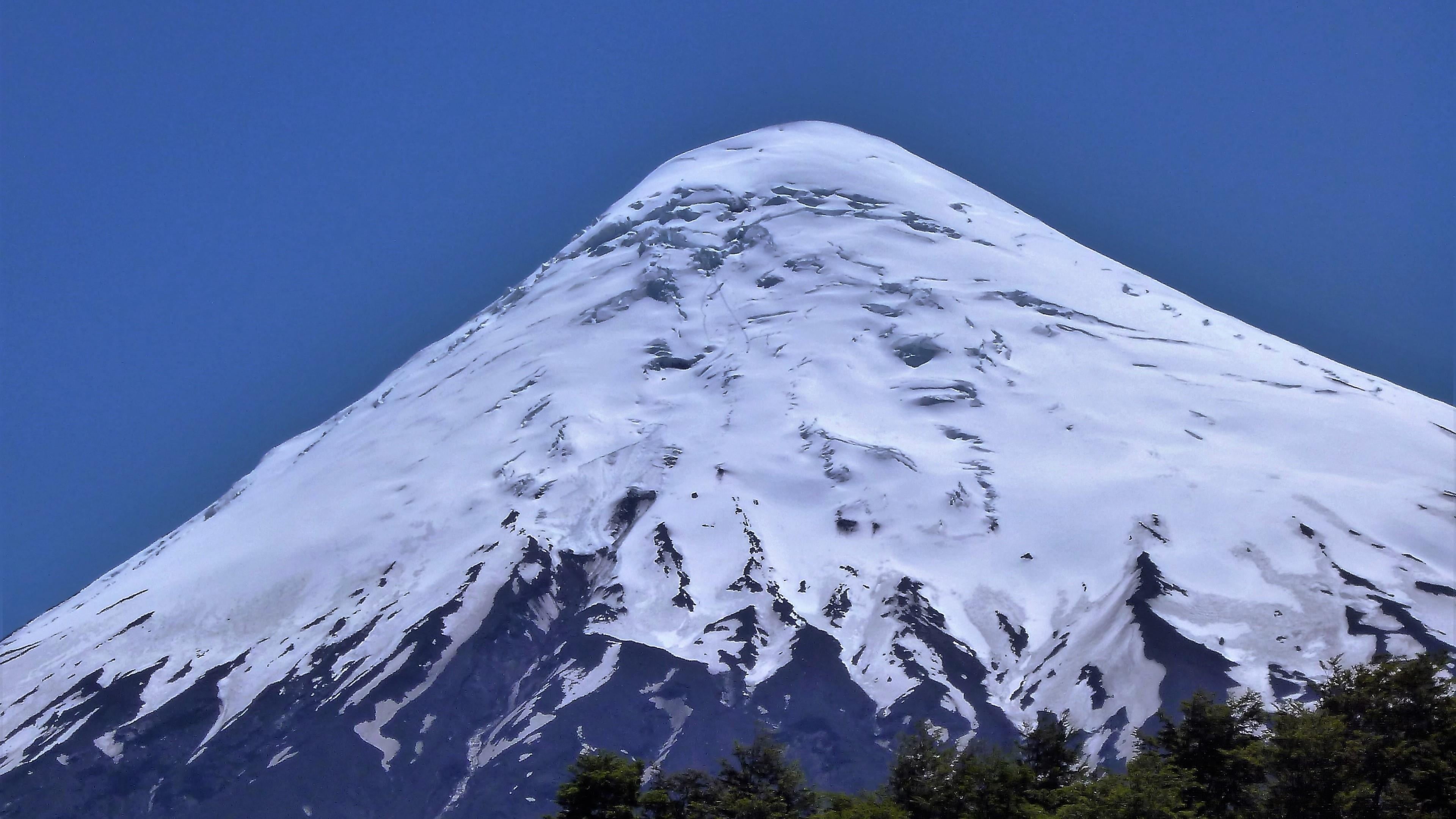 day, orsorno, snowcapped mountain, stratovolcano, south america, environment, beauty in nature, active volcano, blue sky, mountain, tranquility, winter, HD Wallpaper