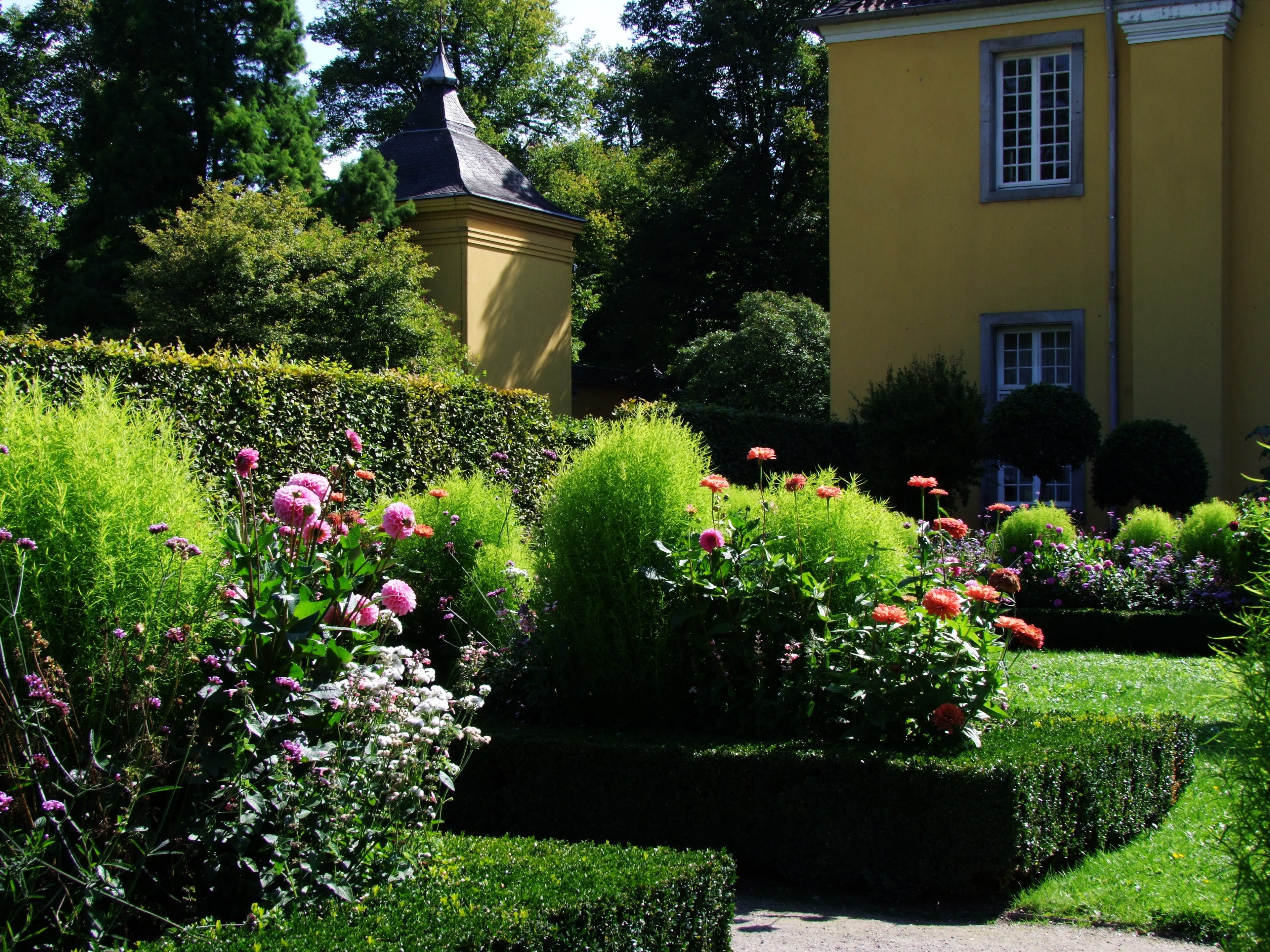 schlossgarten, Benrath, flowerbed, lawn, flower, düsseldorf, Castle, Orangery, no People, germany, castle benrath, day, green Color, 4K, formal Garden, HD Wallpaper