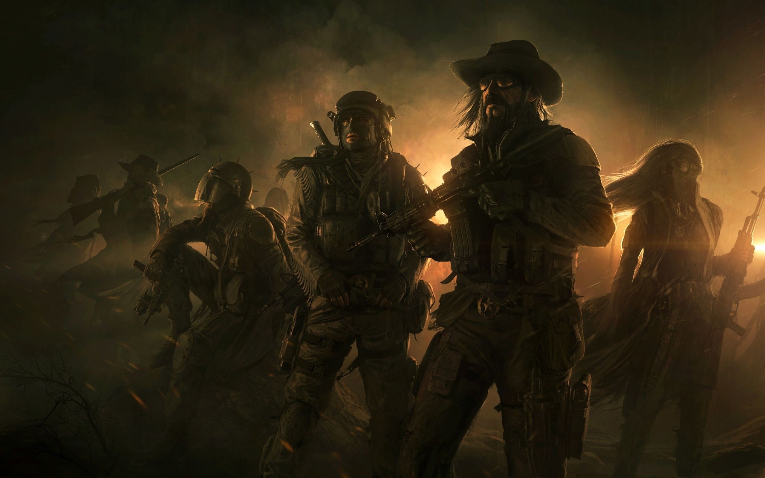 weapon, 2K, video games, headwear, Wasteland 2, nature, government, adult, gun, war, fighting, wasteland, military, army soldier, special forces, HD Wallpaper