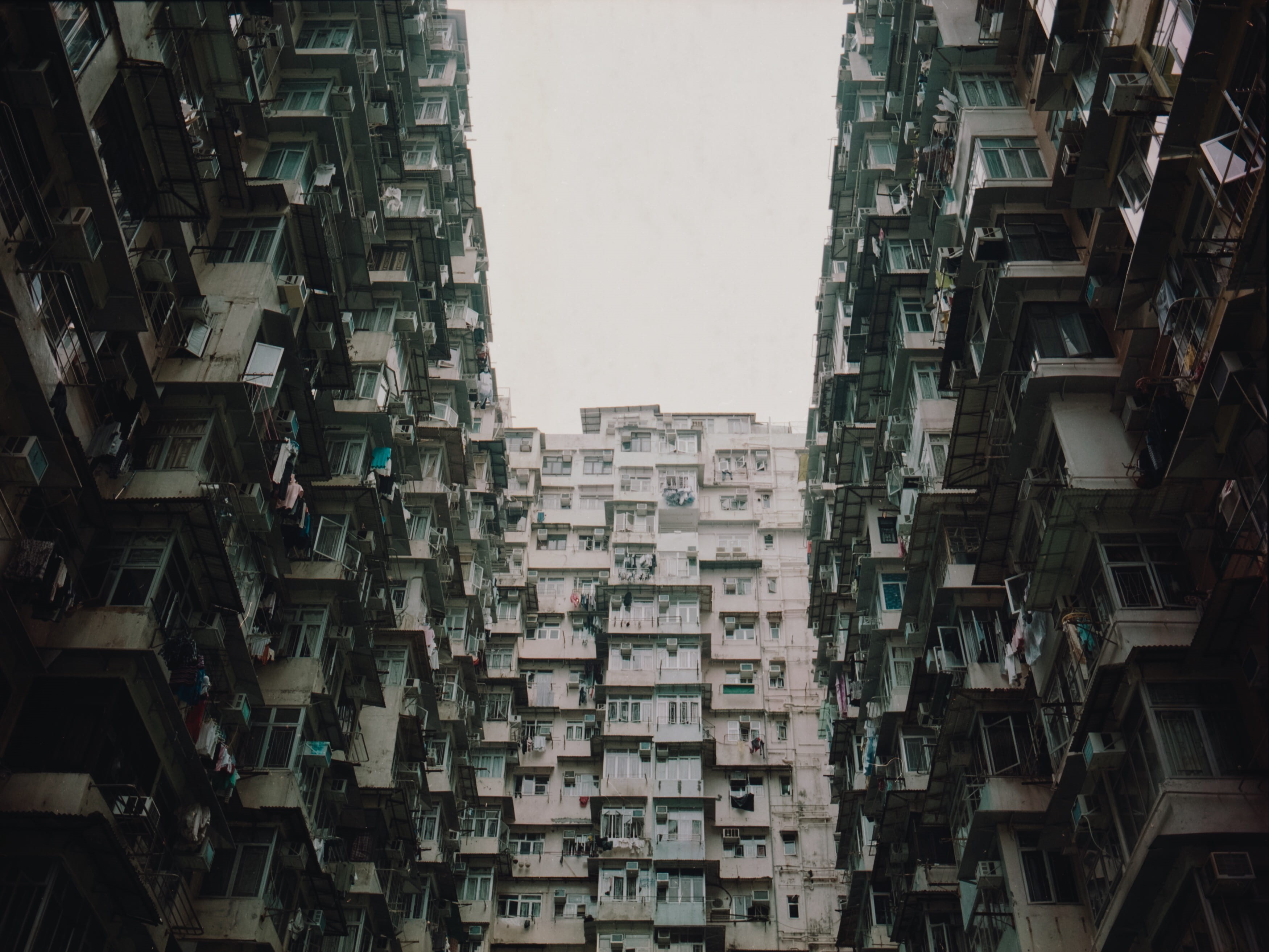 no people, film, tall, tall - high, outdoors, day, apartment, concrete, abundance, hong kong, city, crowded, window, architecture, hkig, low angle view, HD Wallpaper