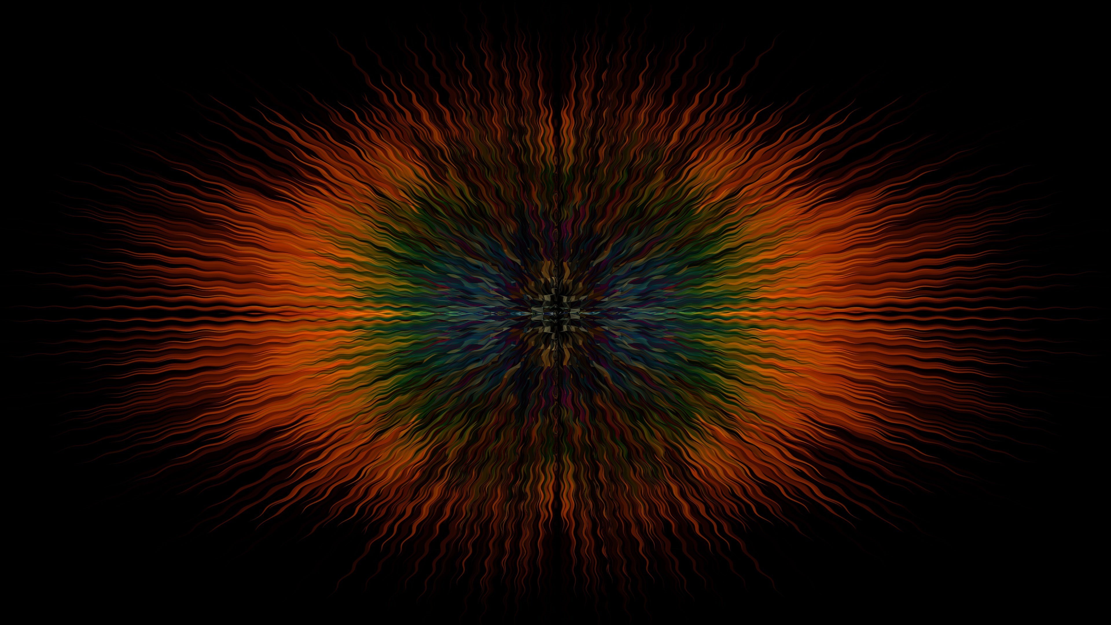 4K, Symmetrical, 4K, Illusion, Fireworks, HD Wallpaper