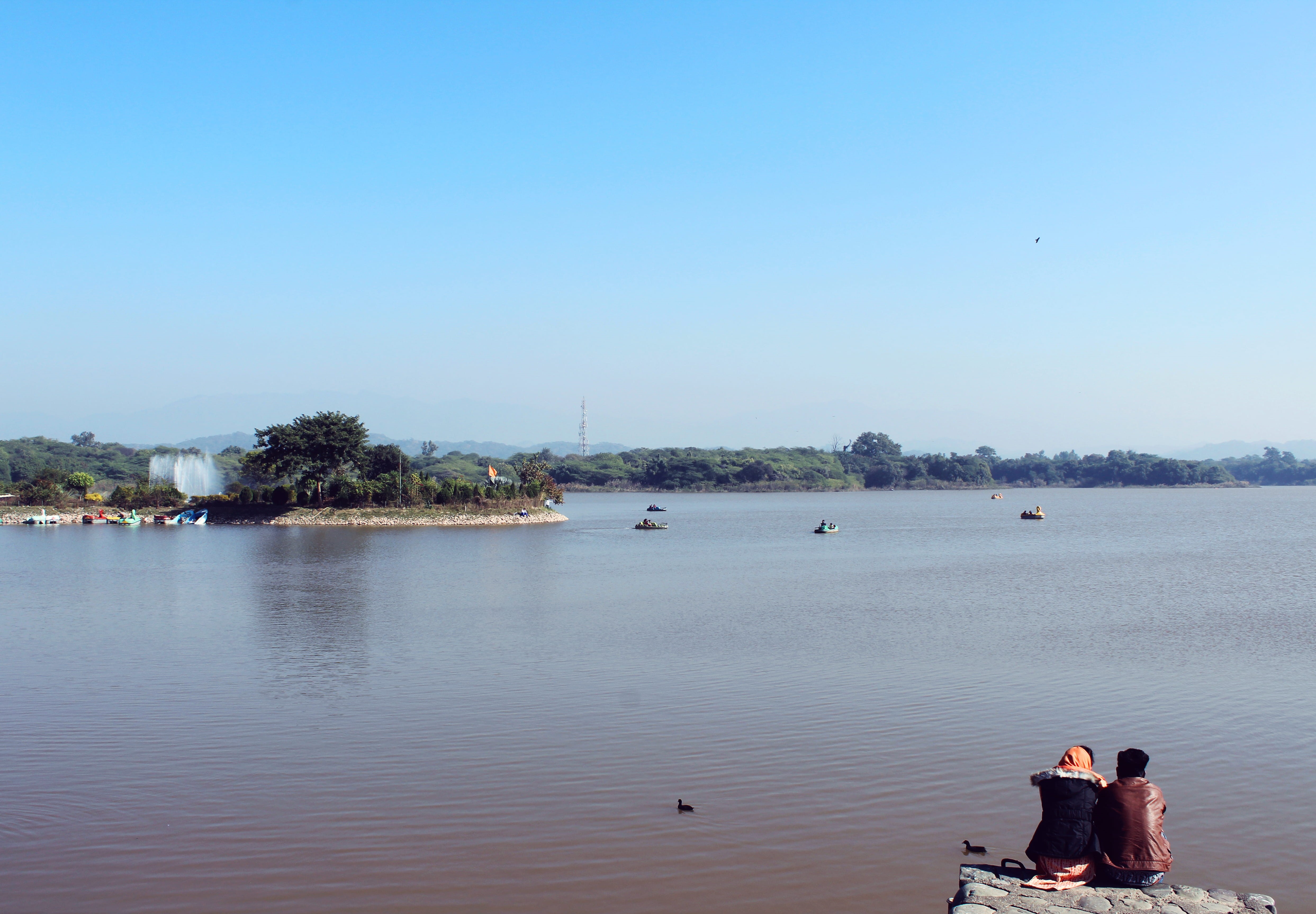 sukhna lake, nature, women, clear sky, two people, india, sky, adult, minimal, love, men, couple - relationship, leisure activity, day, punjab, water, togetherness, HD Wallpaper