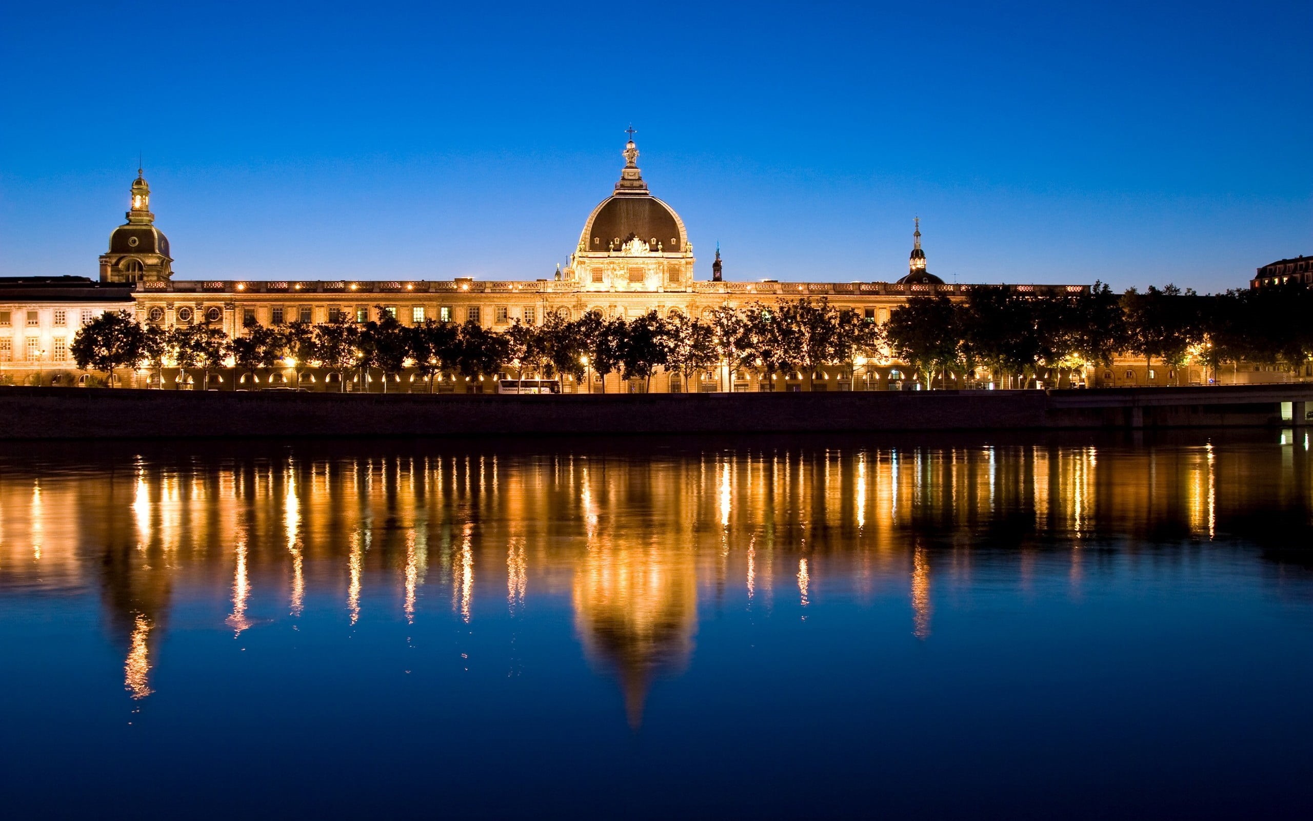 pond, cultures, clear sky, lighted, gold, building, spire, built Structure, lake, dome, sky, water, nature, waterfront, sikhism, history, tourism, 2K, HD Wallpaper