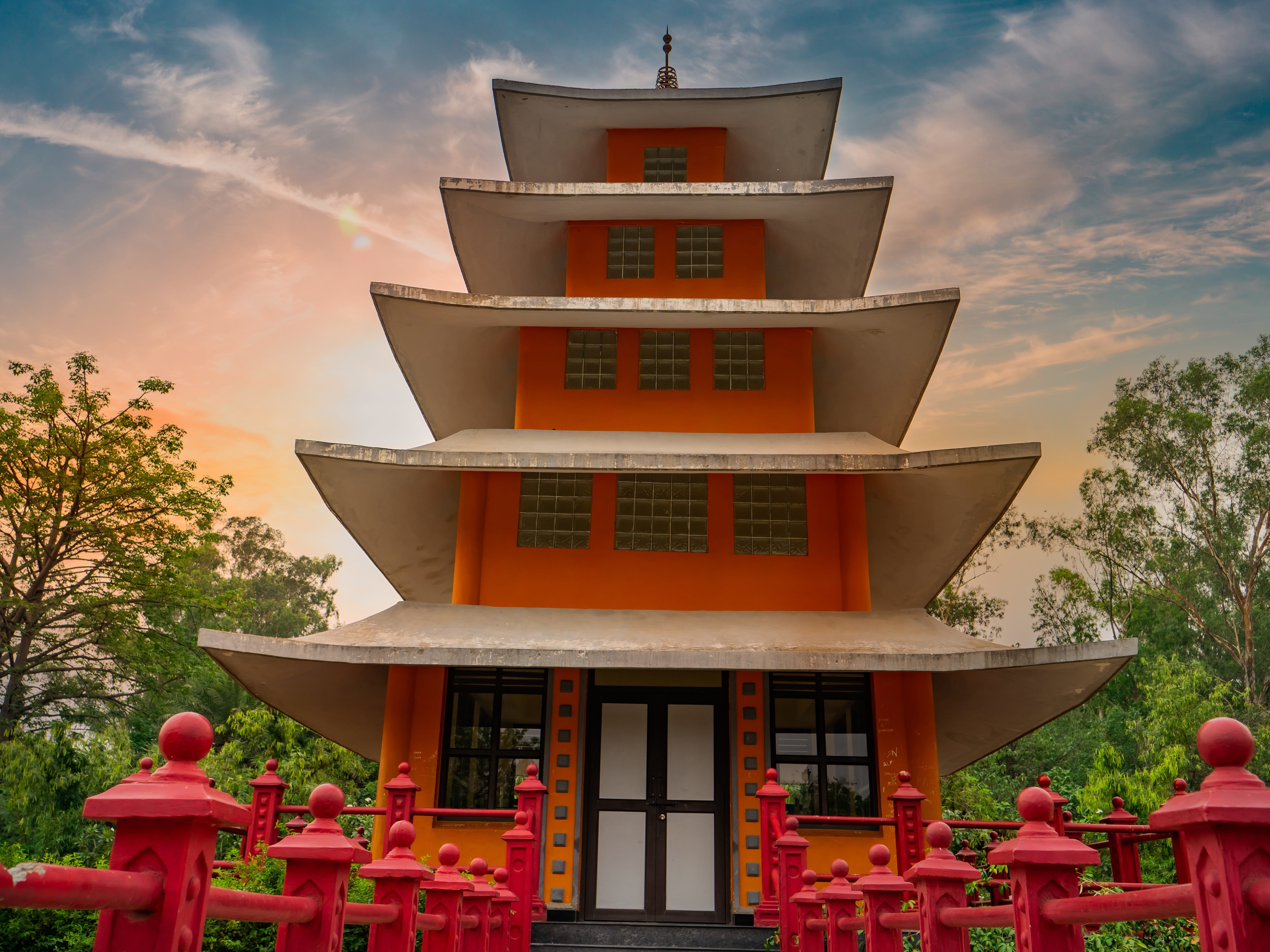 built structure, no people, green, belief, park, japanese tower, shrine, summer, rock, building, 5K, grass, plant, japan, environment, place of worship, HD Wallpaper