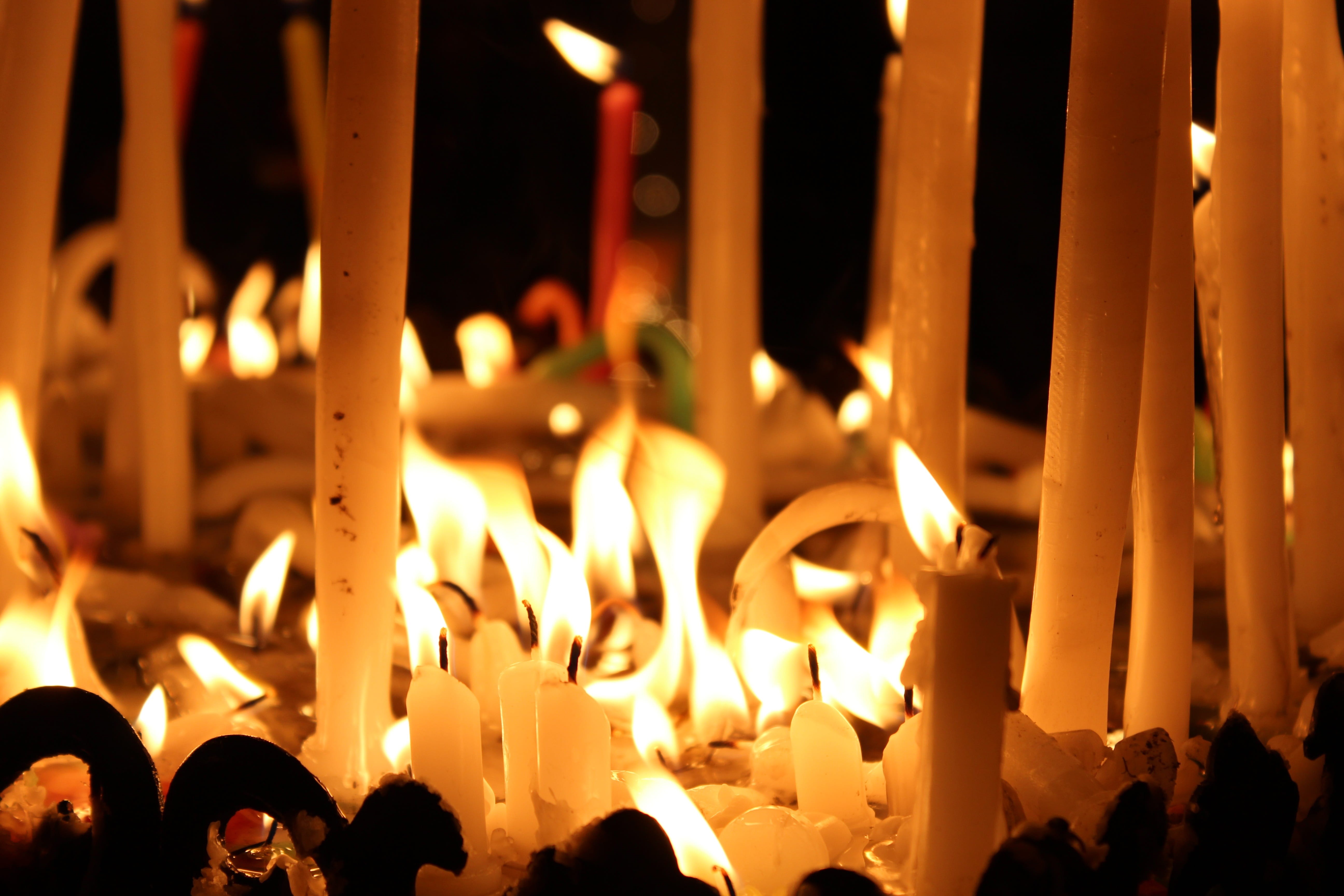 building, night, group of people, religion, architectural column, candles, glowing, focus on foreground, place of worship, punjab, illuminated, spirituality, HD Wallpaper