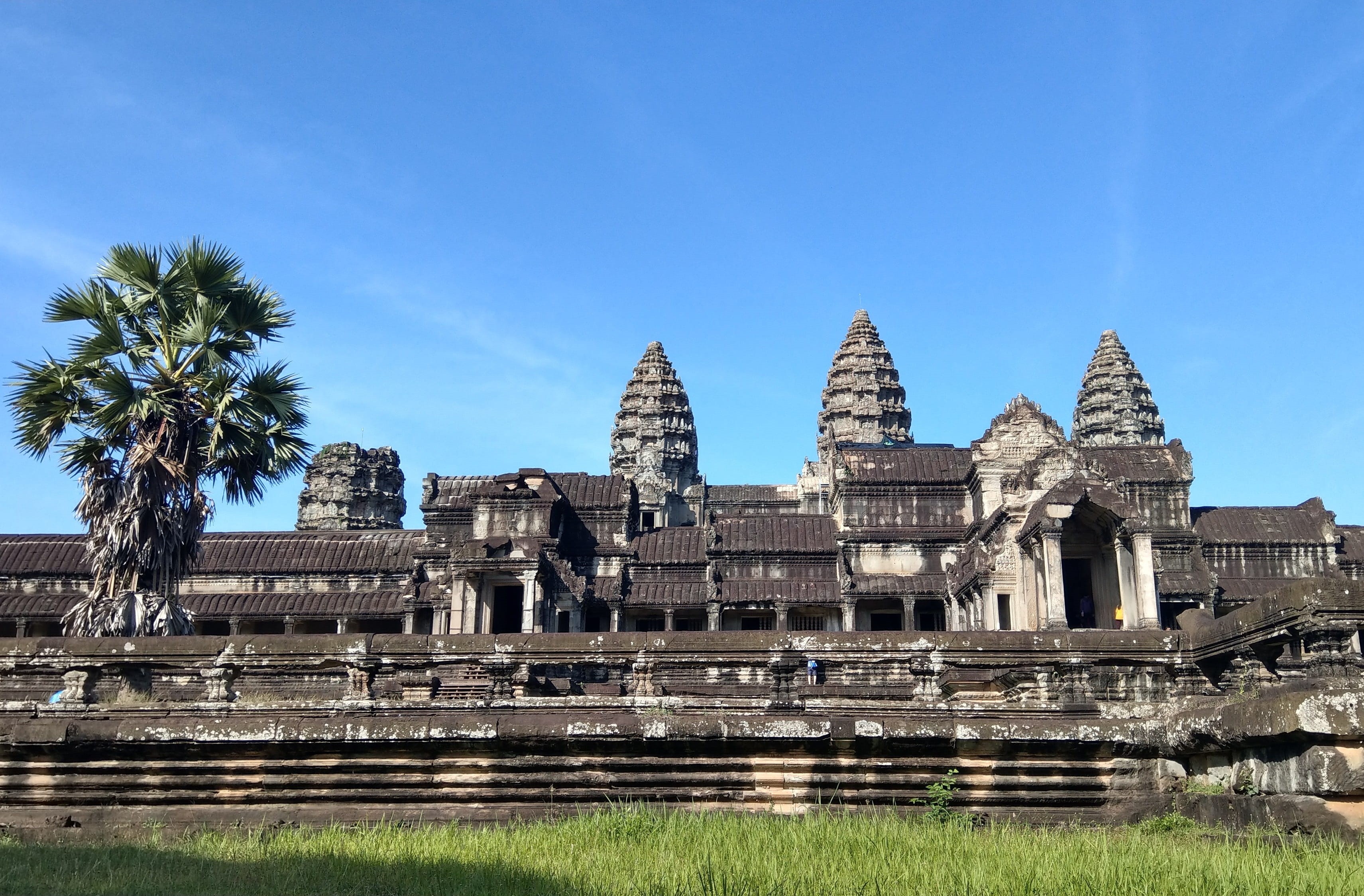 travel, 2K, nature, the past, krong siem reap, belief, blue, history, building exterior, built structure, tree, place of worship, spirituality, ancient civilization, HD Wallpaper