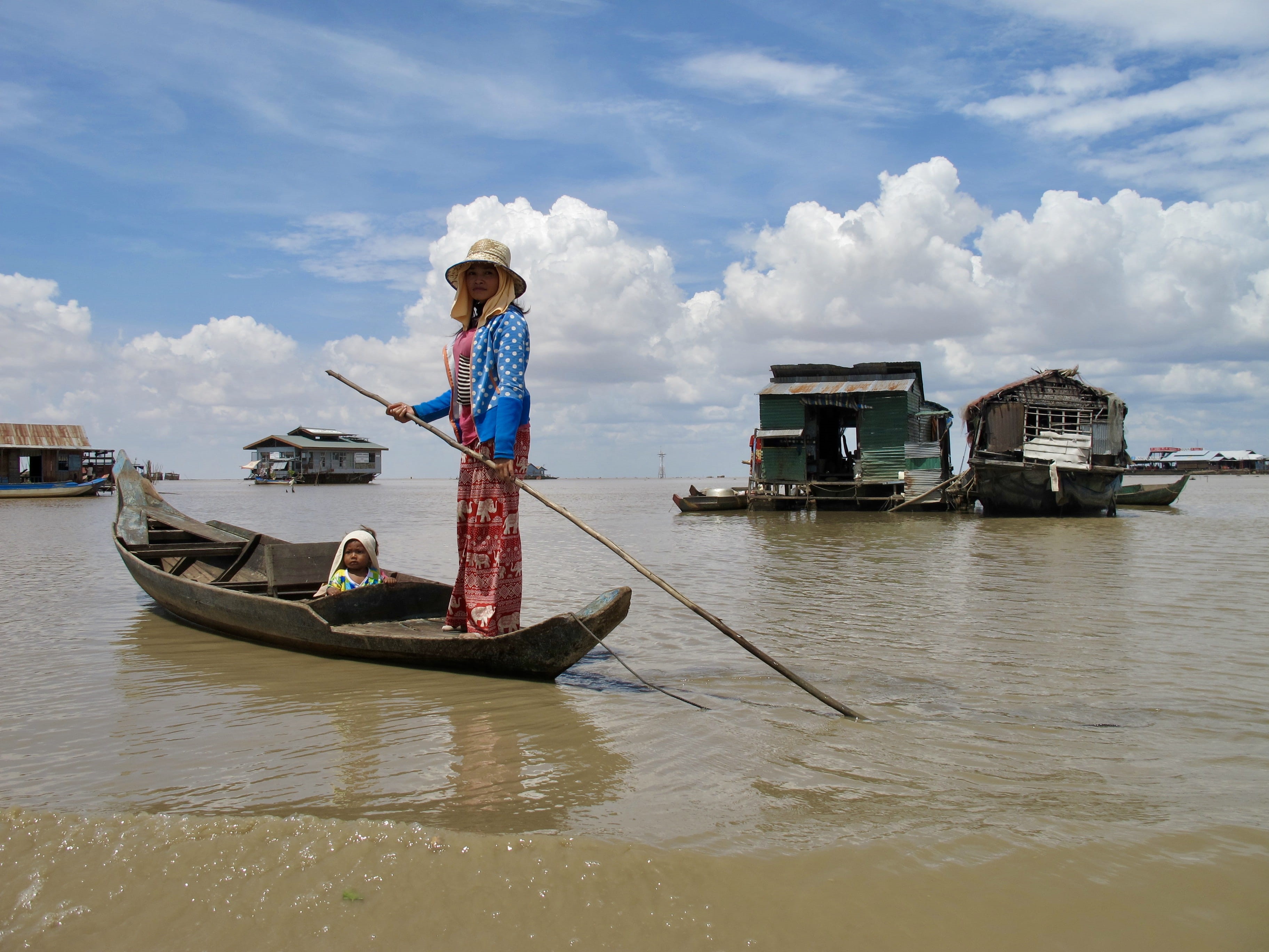 day, krong siem reap, 2K, lifestyles, nautical vessel, water, transportation, casual clothing, occupation, sea, standing, reflection, nature, outdoors, HD Wallpaper