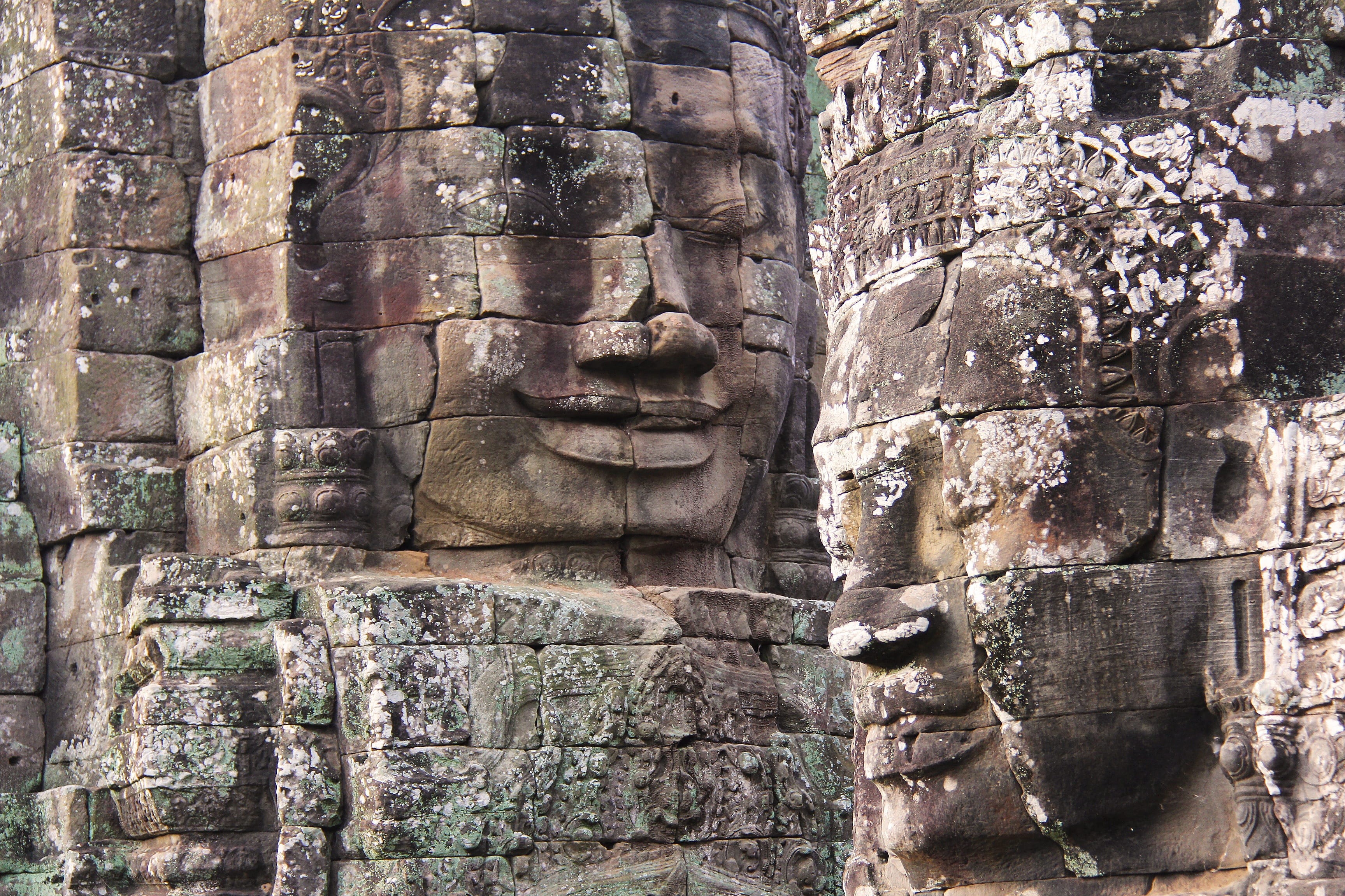 carving - craft product, bayon temple, unesco, tourist, beautiful, asia, ancient civilization, angkor, sculpture, no people, stone material, religion, 2K, HD Wallpaper