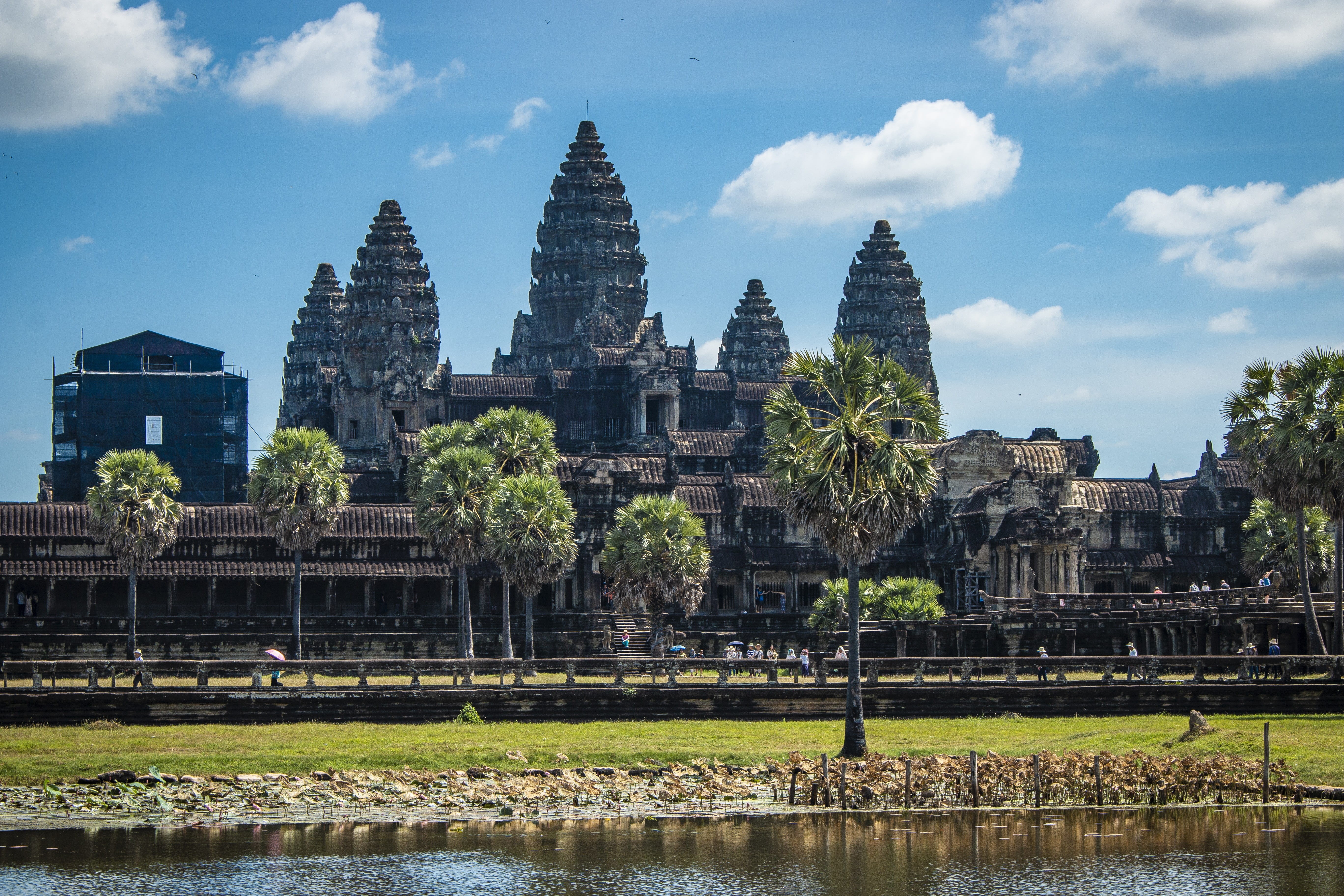 nature, architecture, 5K, historically, the past, no people, world heritage, temple, cloud - sky, cambodia, ancient, sky, outdoors, religion, belief, place of worship, HD Wallpaper