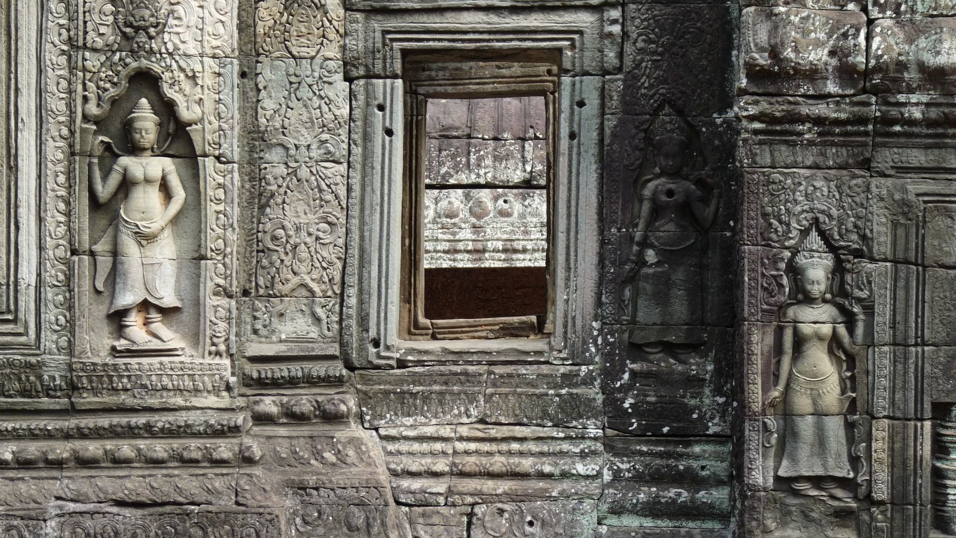 no people, Cambodia, 1080P, the past, building exterior, carving, old, craft, archaeology, outdoors, representation, Statue, wall sculptures, built structure, HD Wallpaper