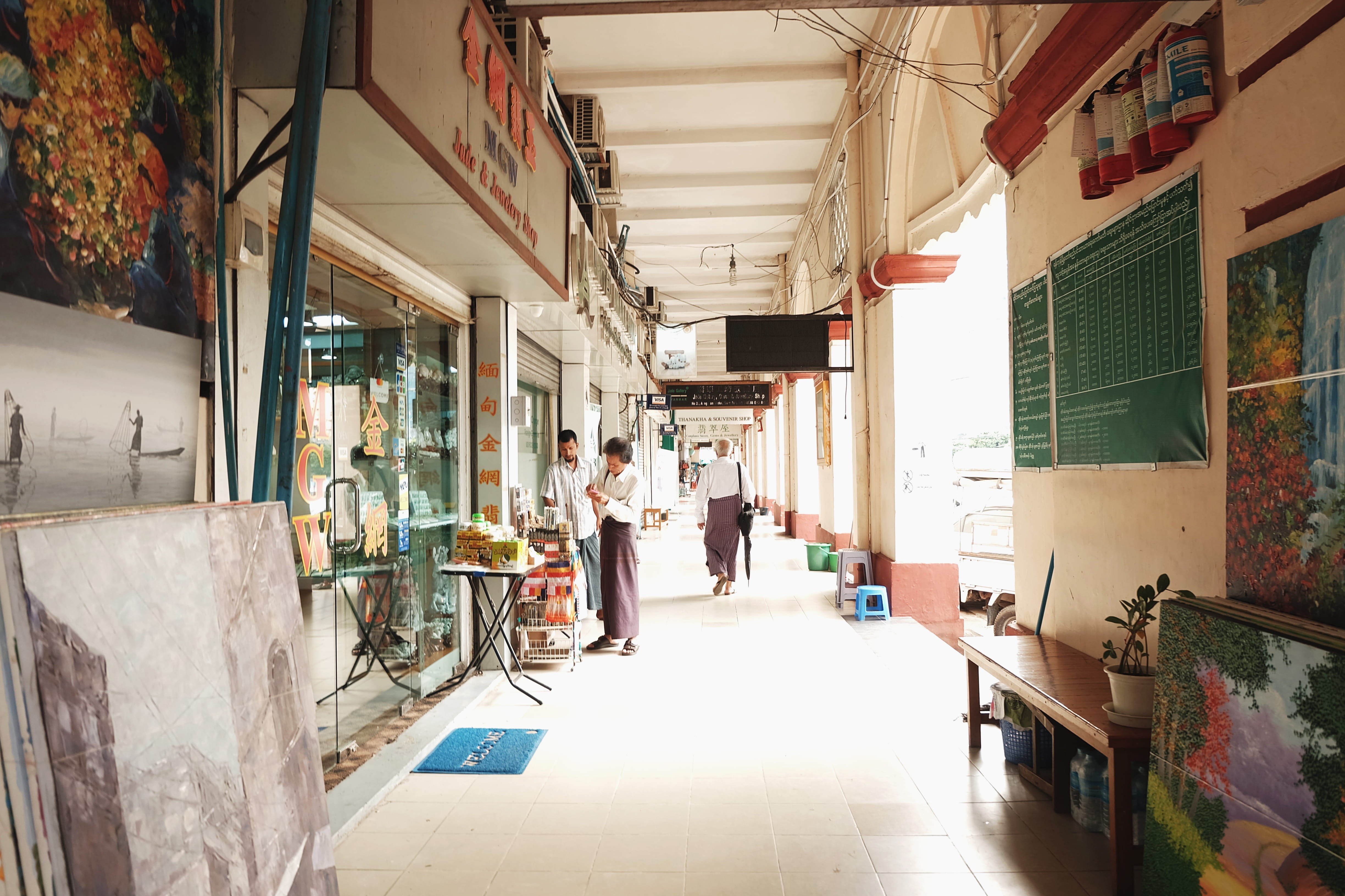 asia, yangon, 4K, street, alley, building, the way forward, day, oldtown, retail, women, architecture, myanmar (burma), shopping, walking, building exterior, HD Wallpaper