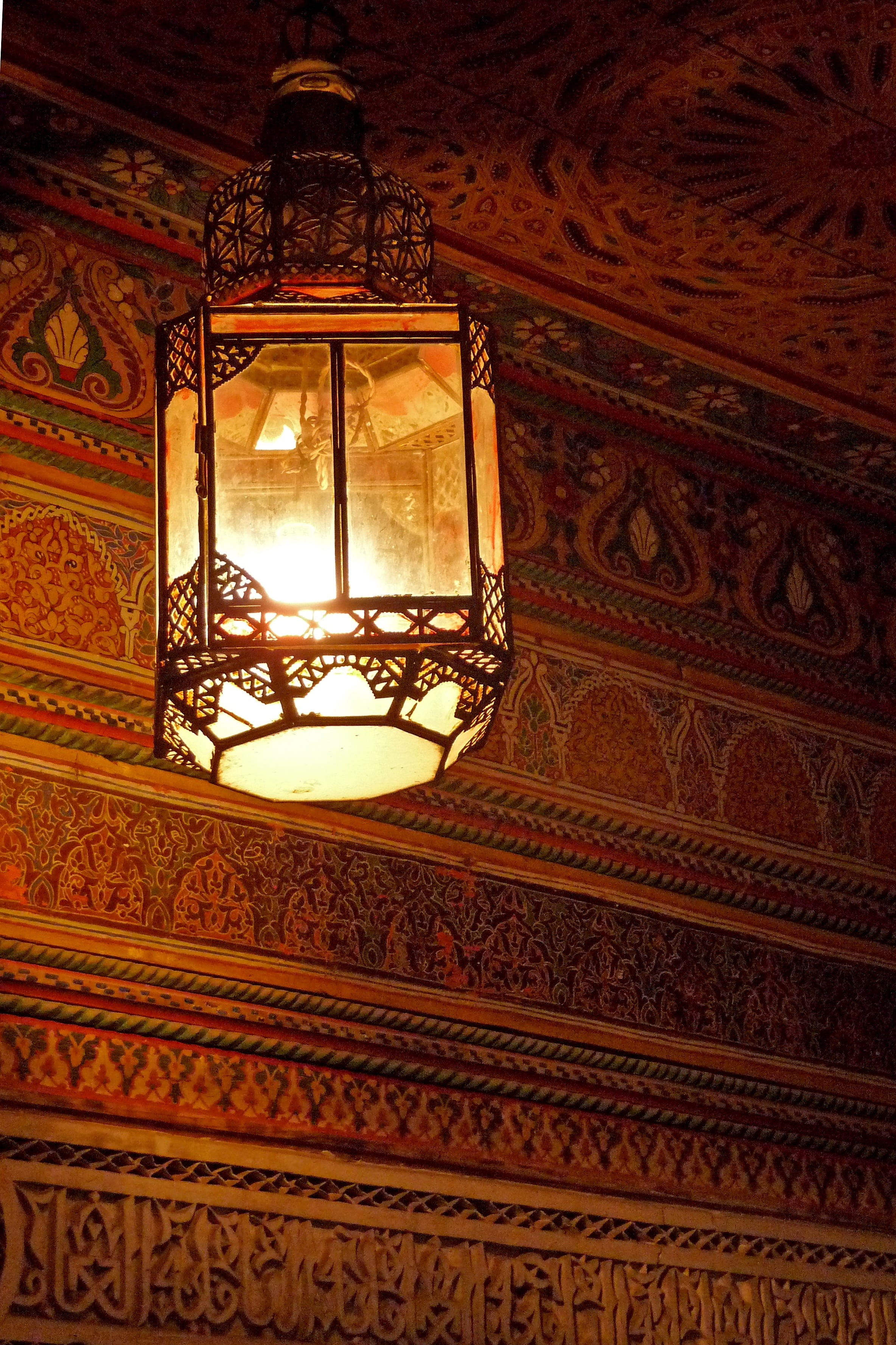 pattern, place of worship, marrakesh, electric lamp, architecture, low angle view, electricity, culture, marrakech, wall, historical, decoration, illuminated, Phone HD Wallpaper